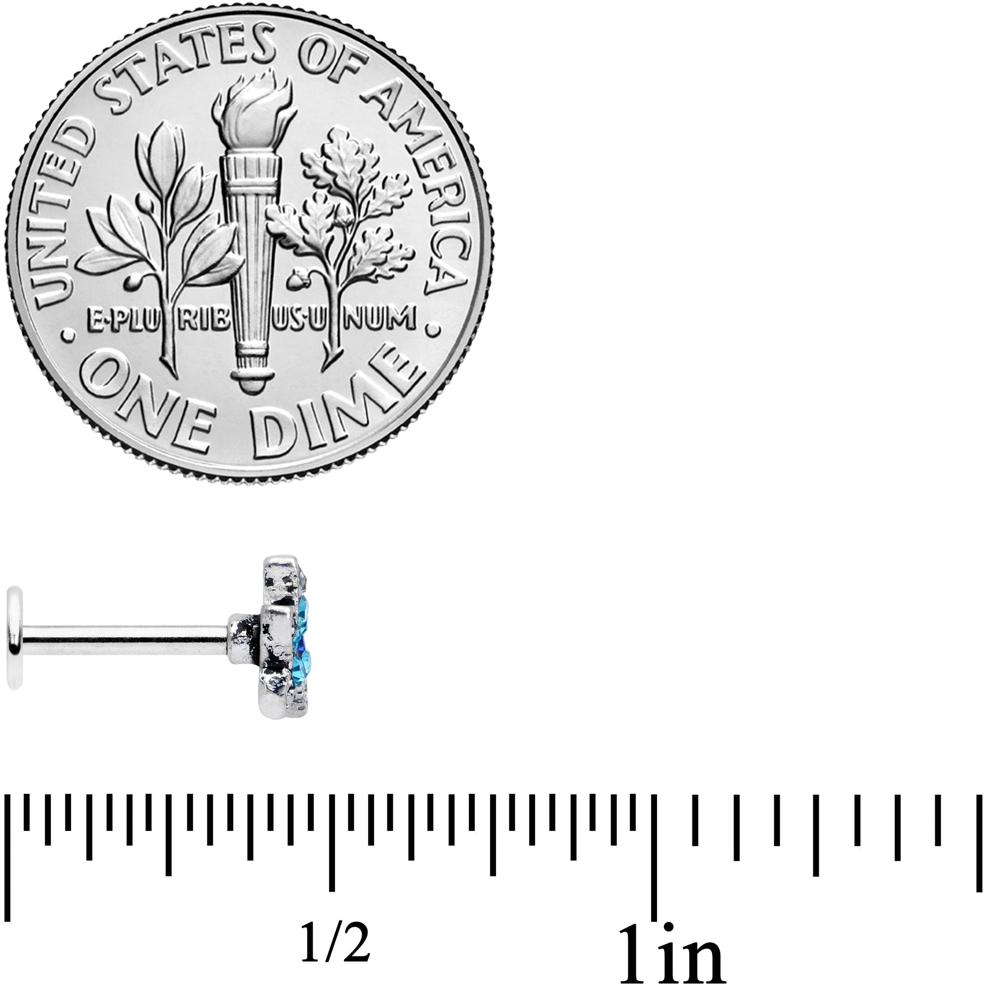 16G 5/16 Aqua Blue Gem Starfish Labret Monroe Tragus