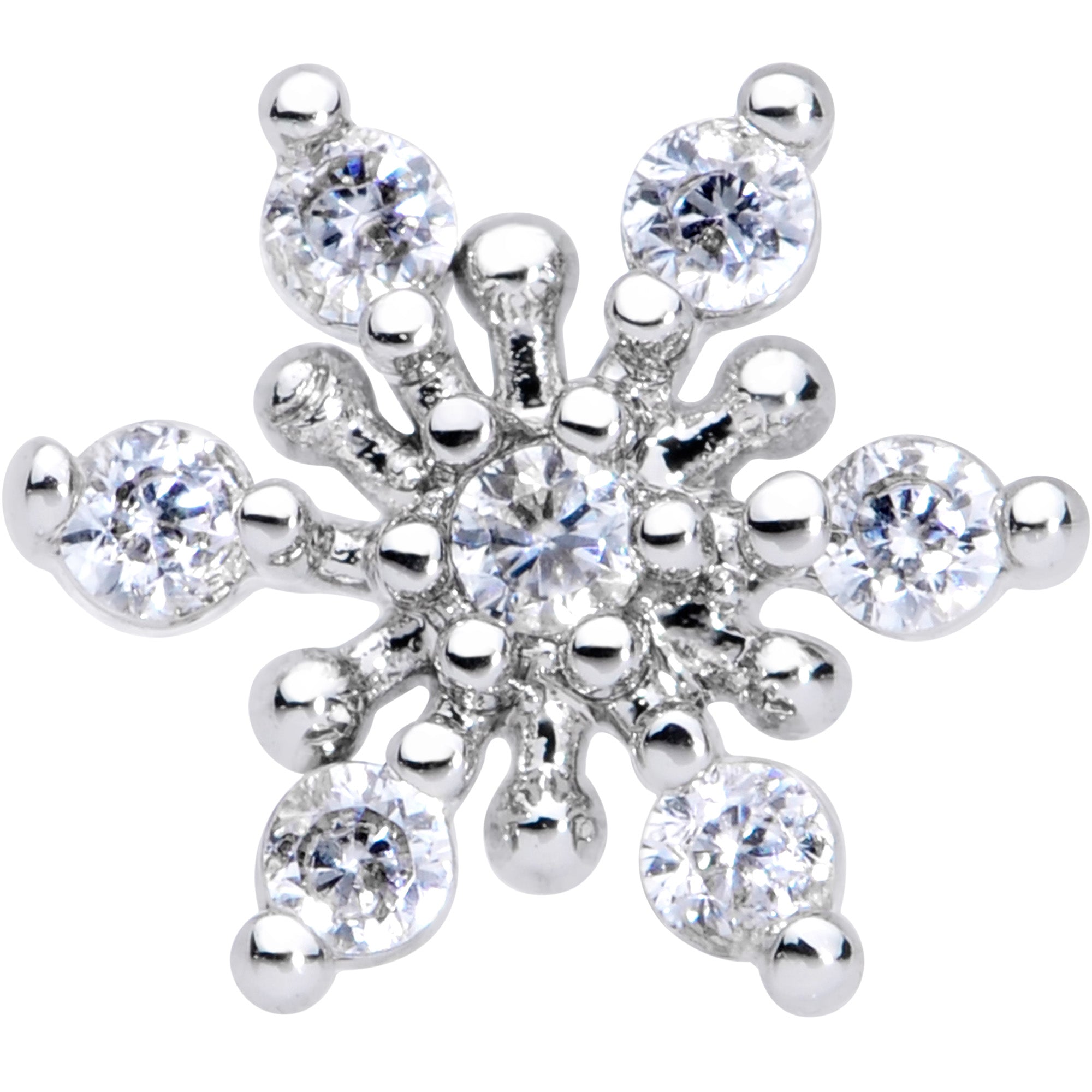 16G 5/16 Clear CZ Gem Snowflake Christmas Labret Monroe Tragus