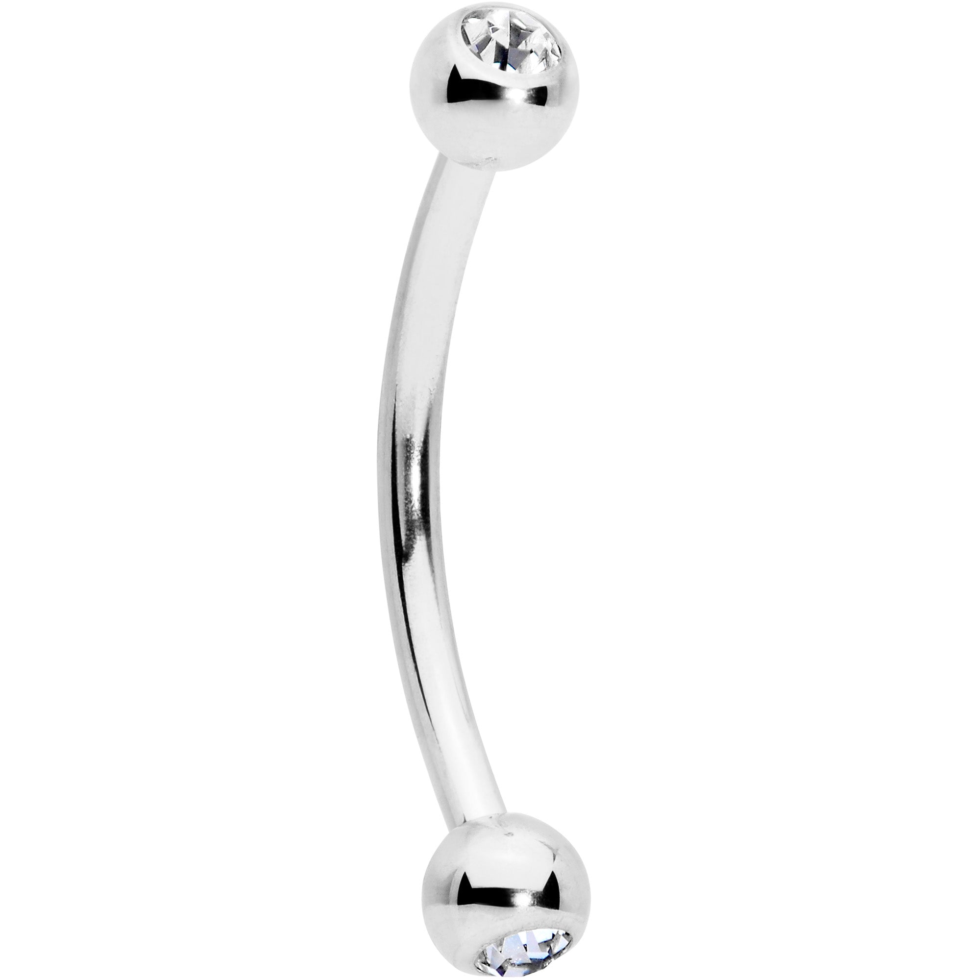 16G 1/2 Clear Gem Ball End Curved Barbell