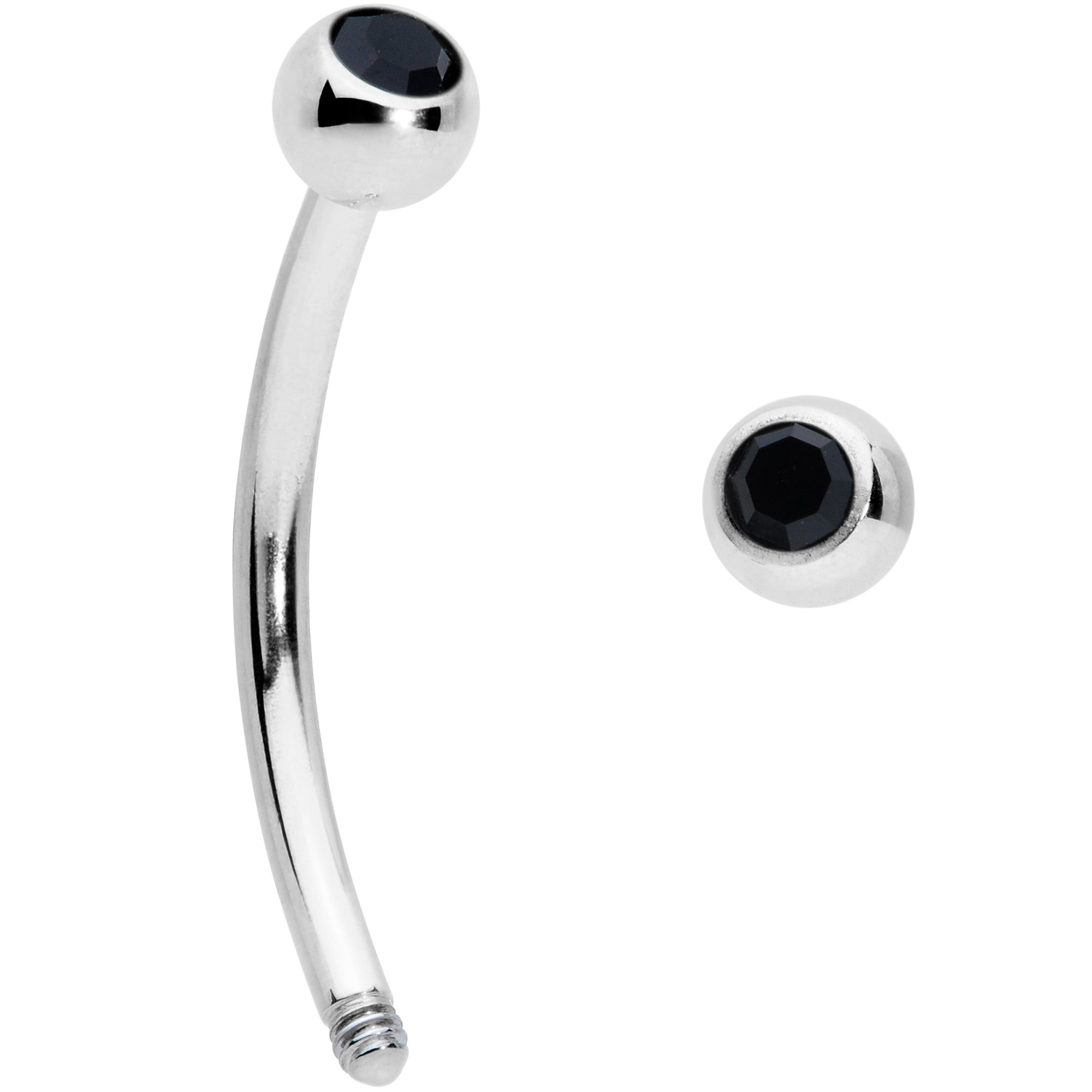 16G 1/2 Black Gem Ball End Curved Barbell