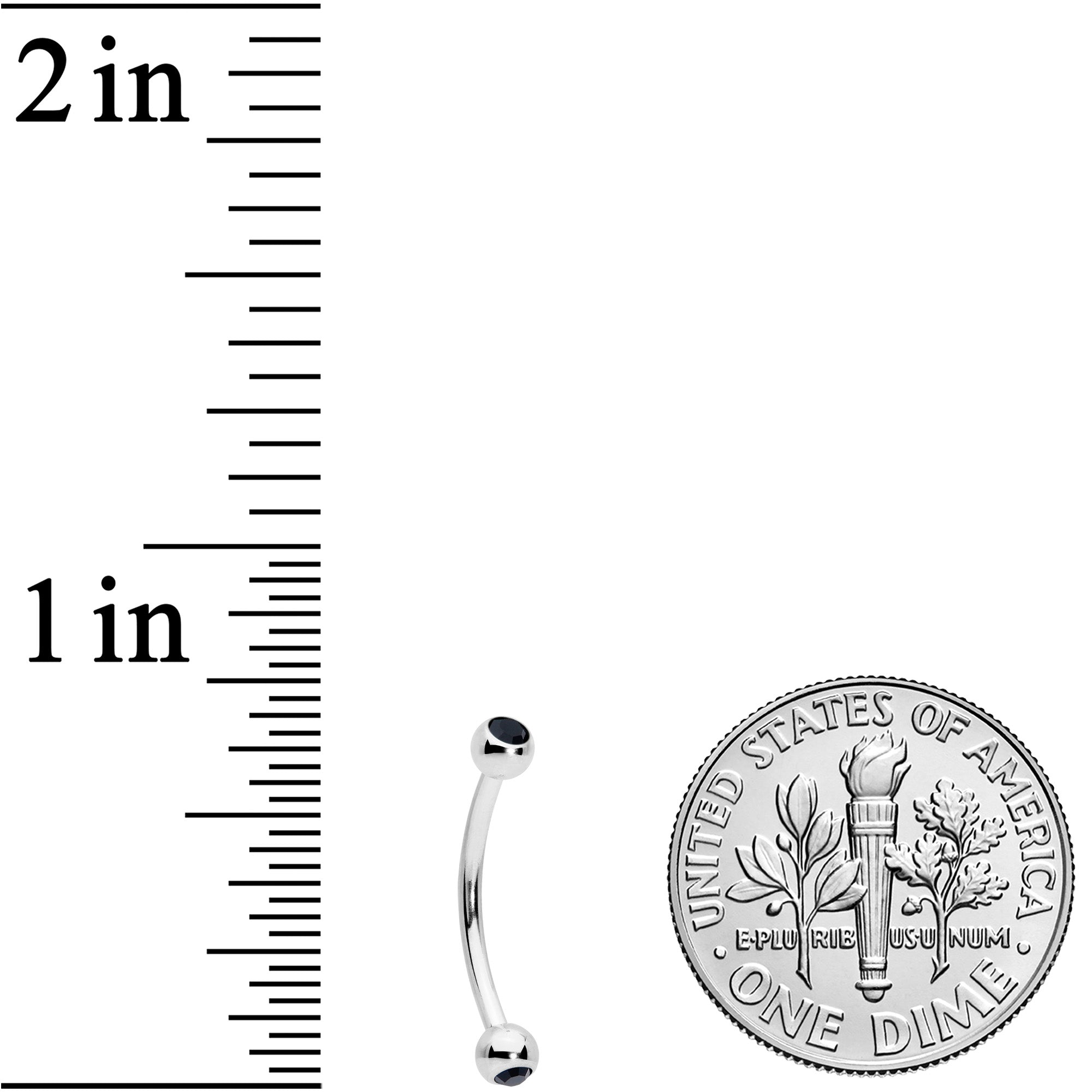 16G 1/2 Black Gem Ball End Curved Barbell