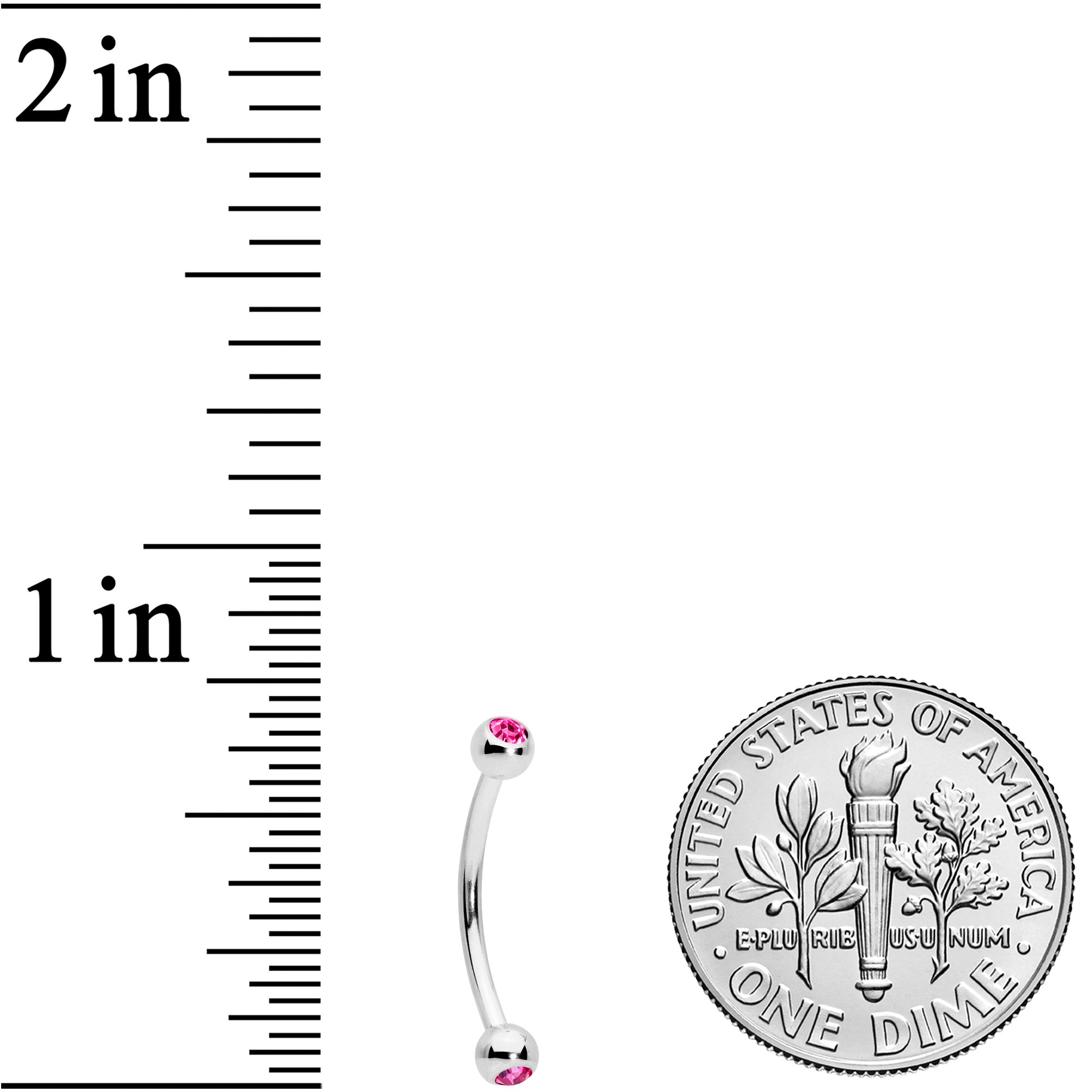 16G 1/2 Pink Gem Ball End Curved Barbell