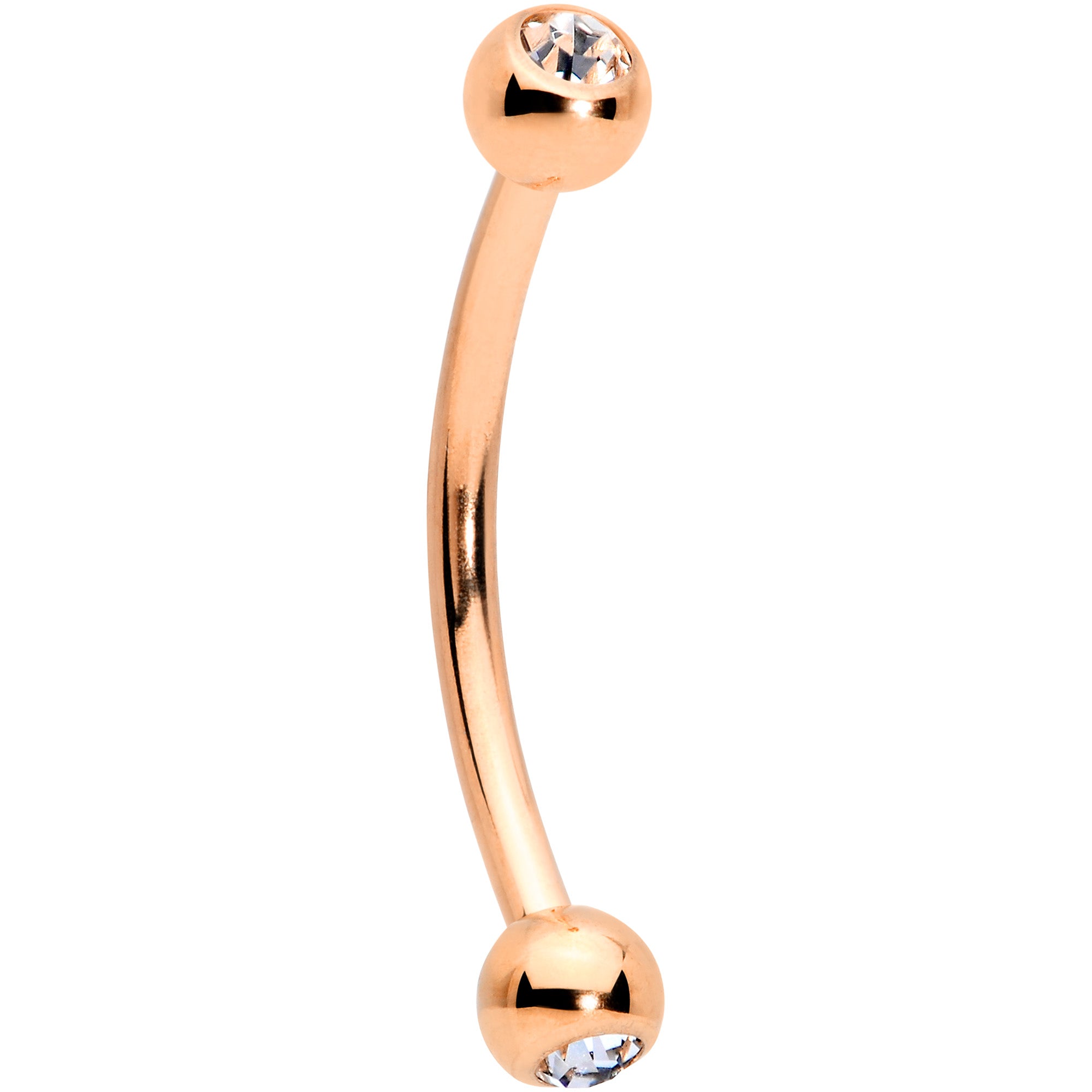 16G 1/2 Clear Gem Ball End Rose Gold Tone Curved Barbell