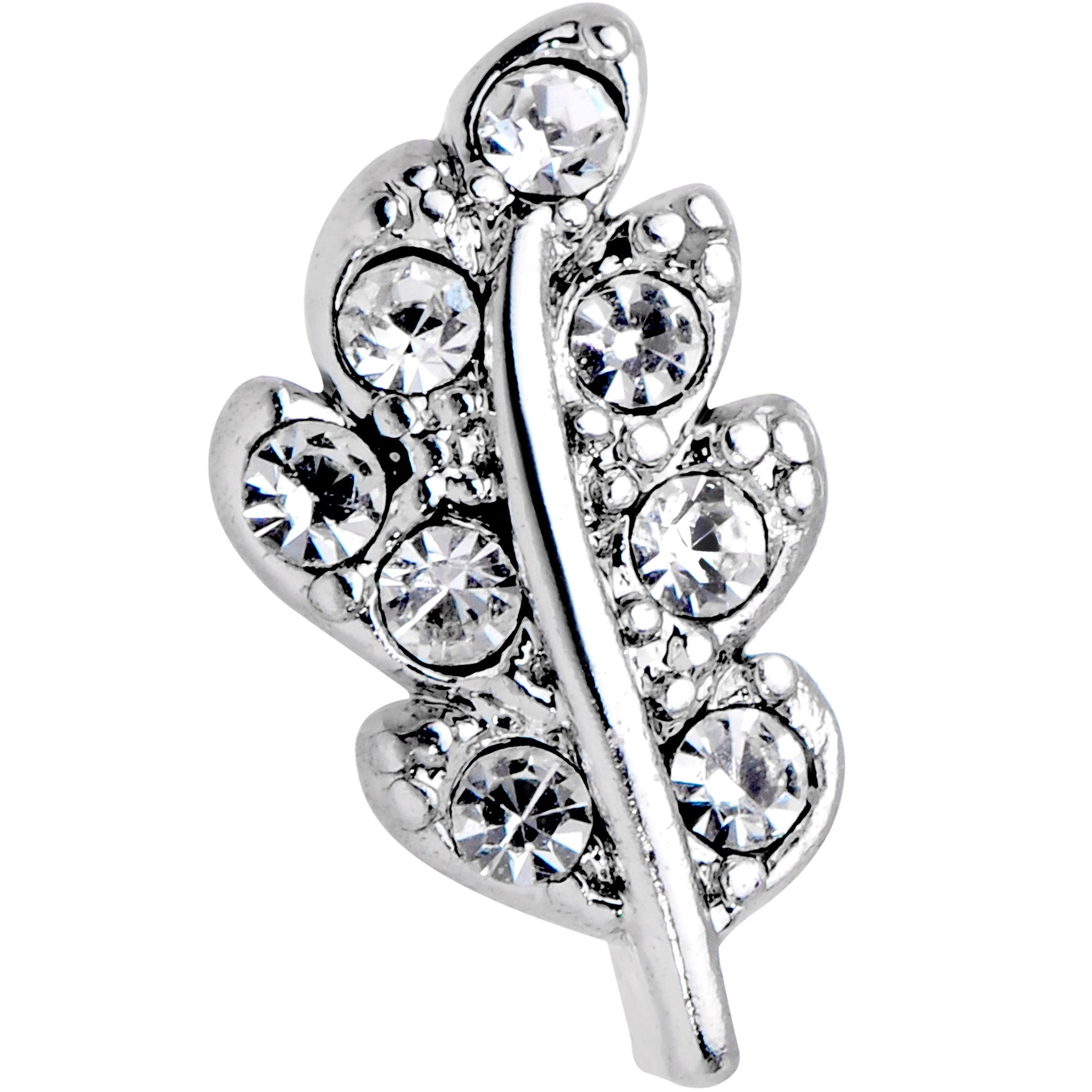 16G 1/4 Clear Gem Elegant Leaves Cartilage Tragus