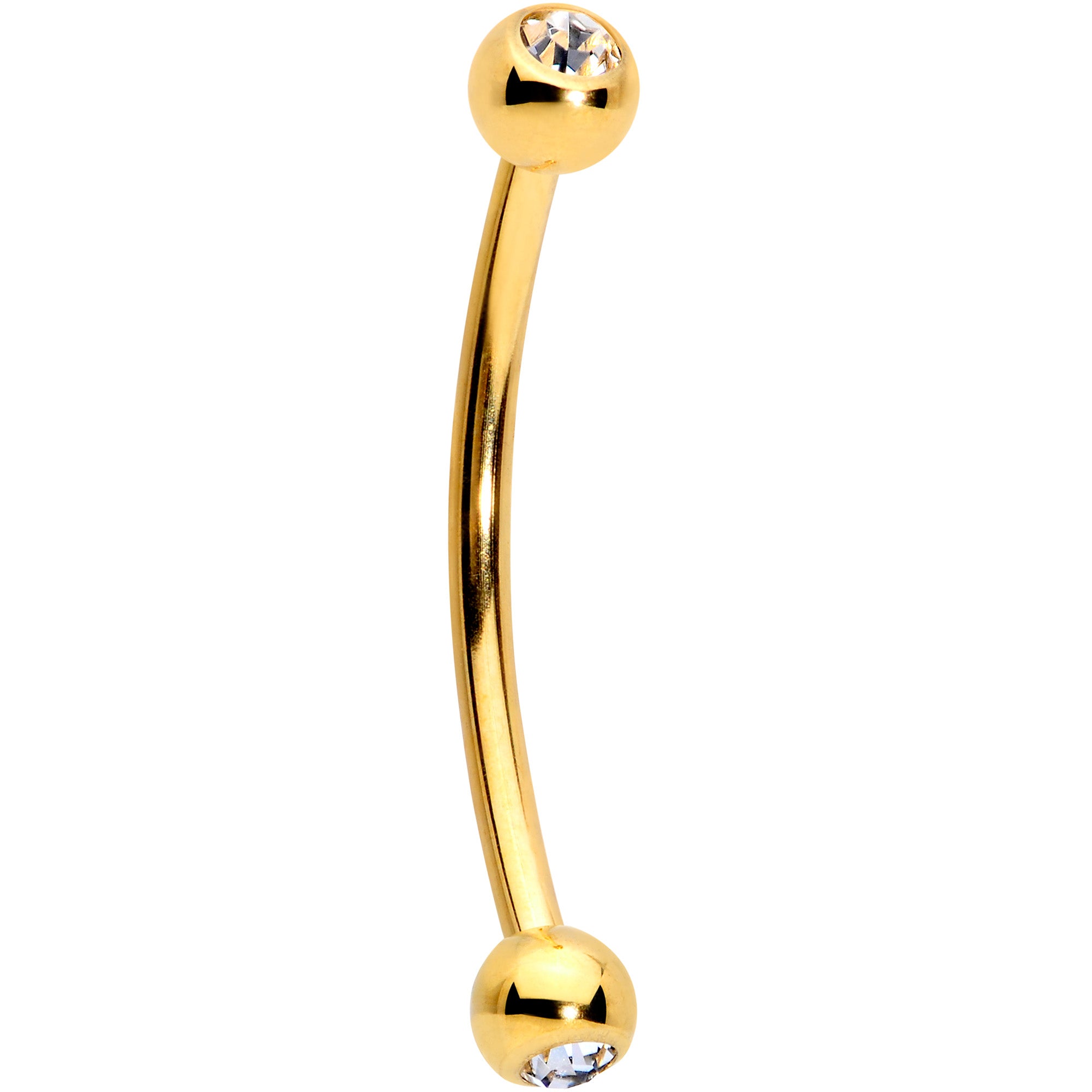 16G 9/16 Color Gem Ball End Gold Tone Curved Barbell