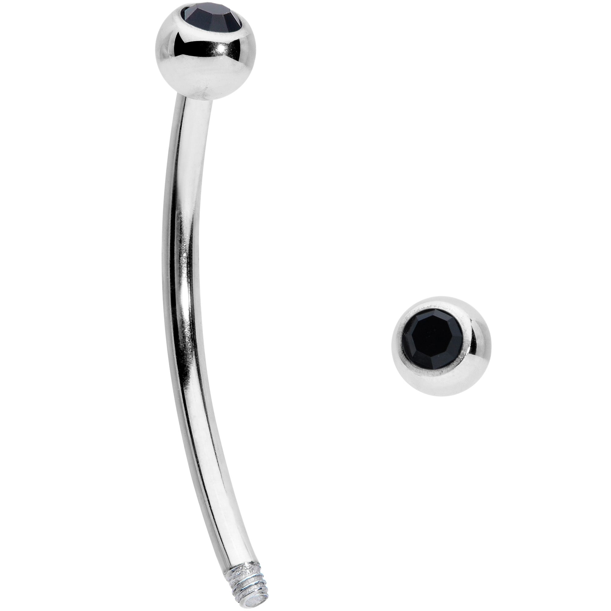 16G 9/16 Black Gem Ball End Curved Barbell