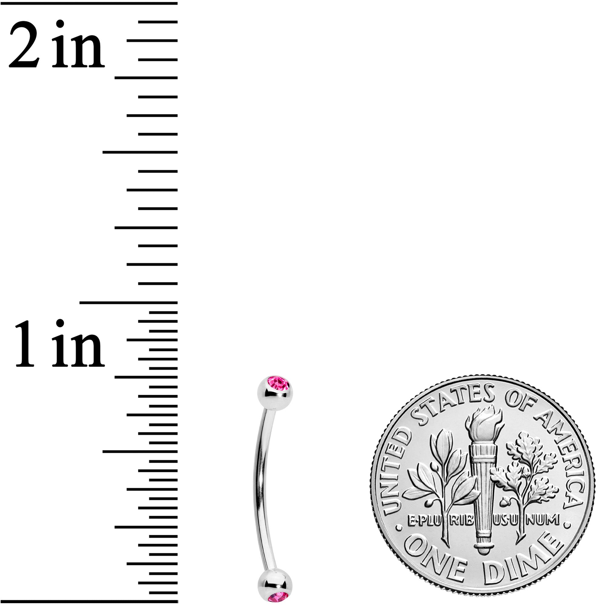 16G 9/16 Pink Gem Ball End Curved Barbell