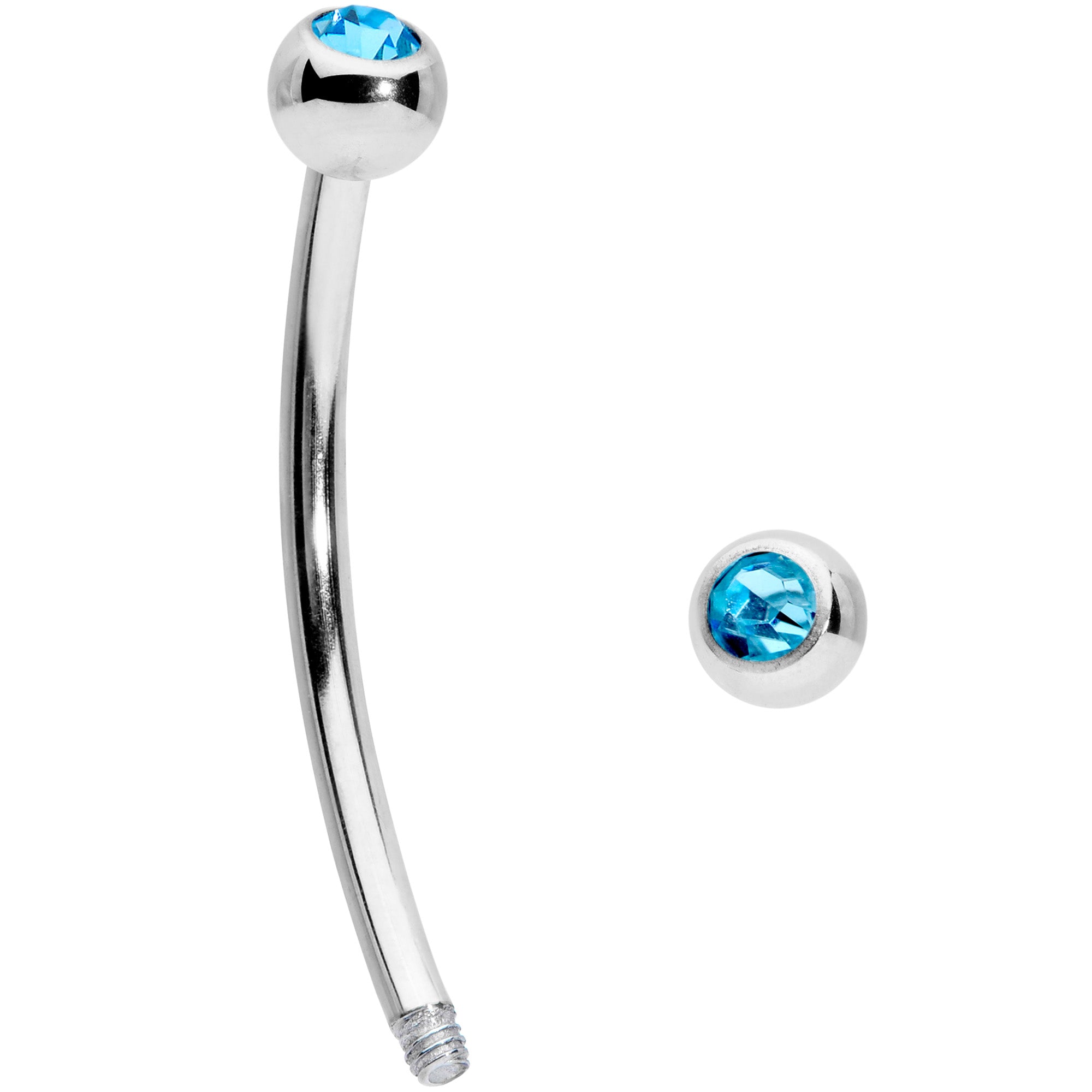 16G 9/16 Aqua Gem Ball End Curved Barbell