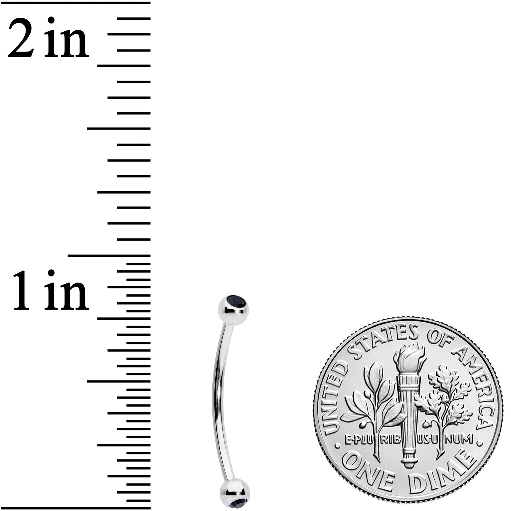 16G 5/8 Black Gem Ball End Curved Barbell