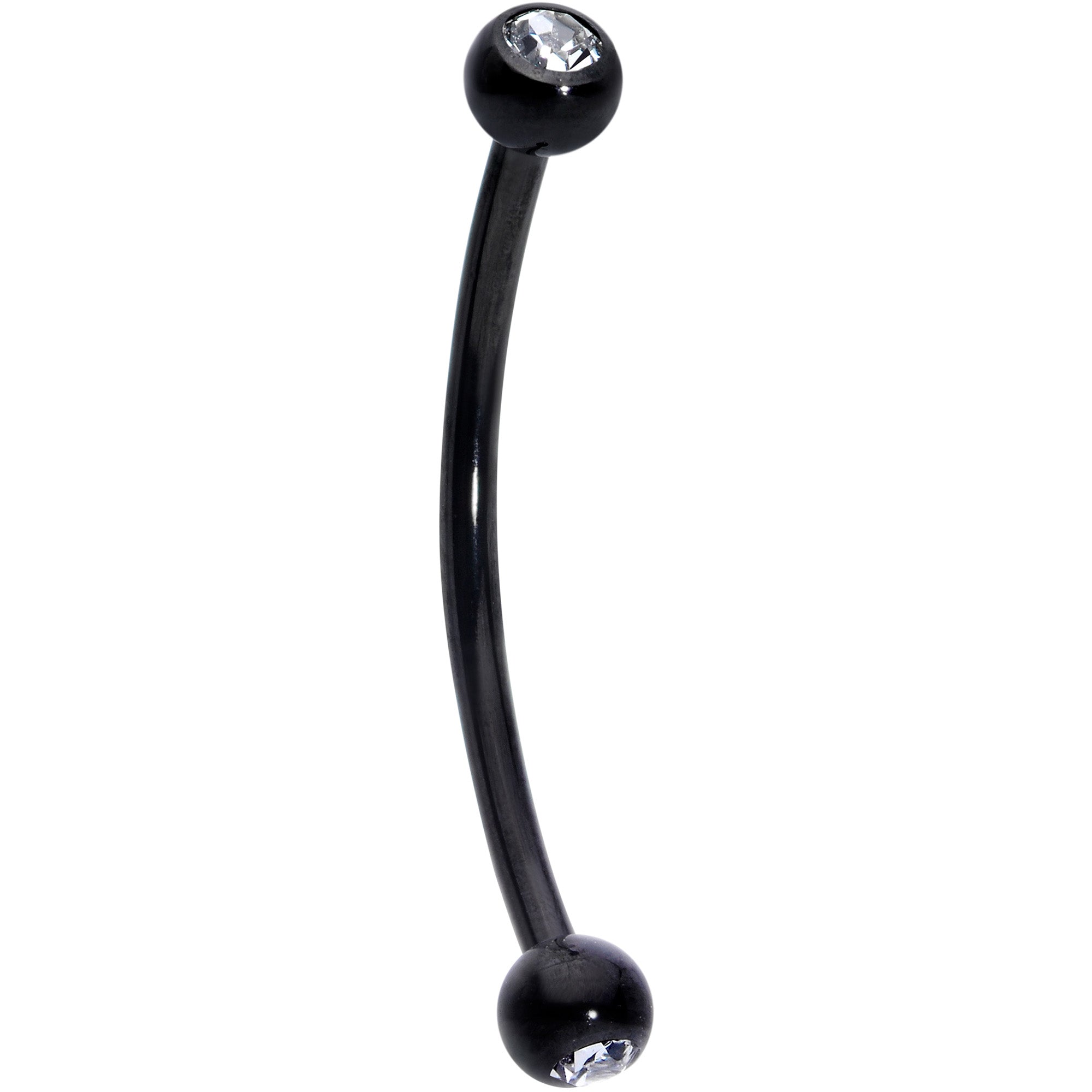 16G 5/8 Clear Gem Ball End Black Curved Barbell