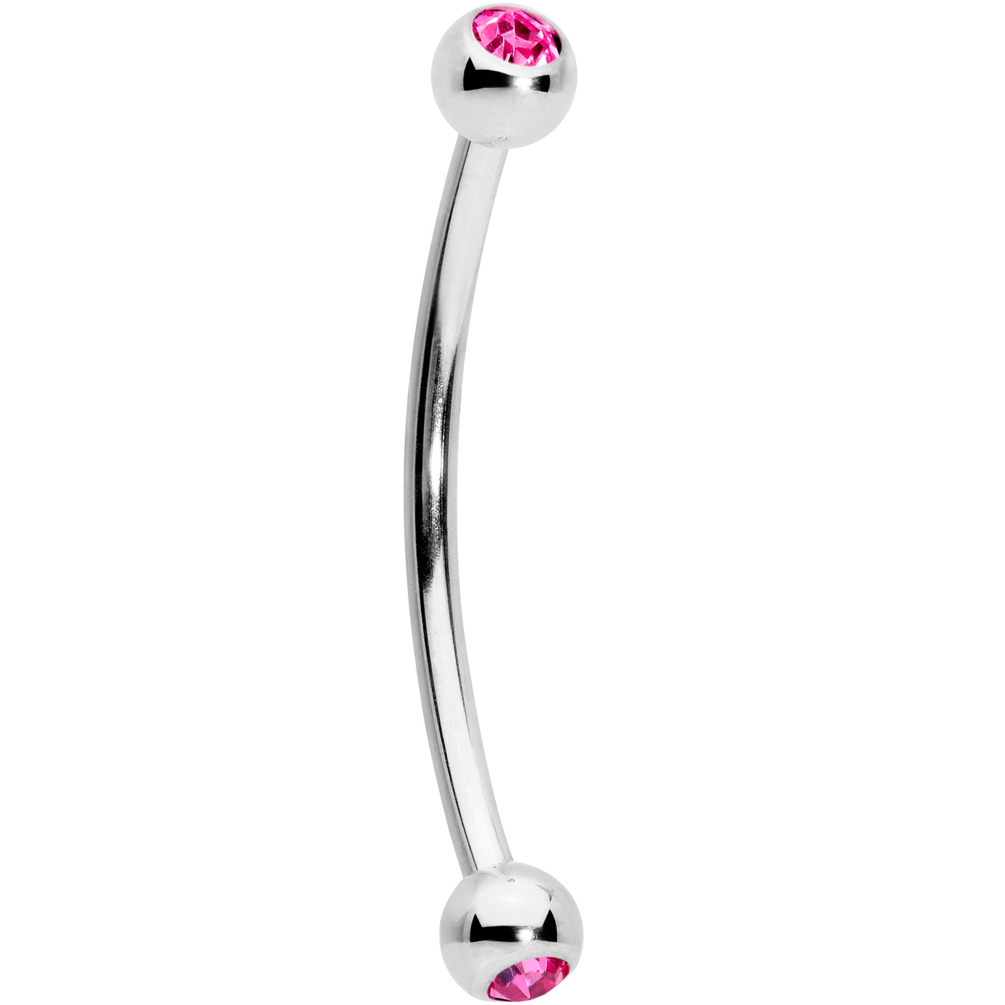 16G 5/8 Pink Gem Ball End Curved Barbell