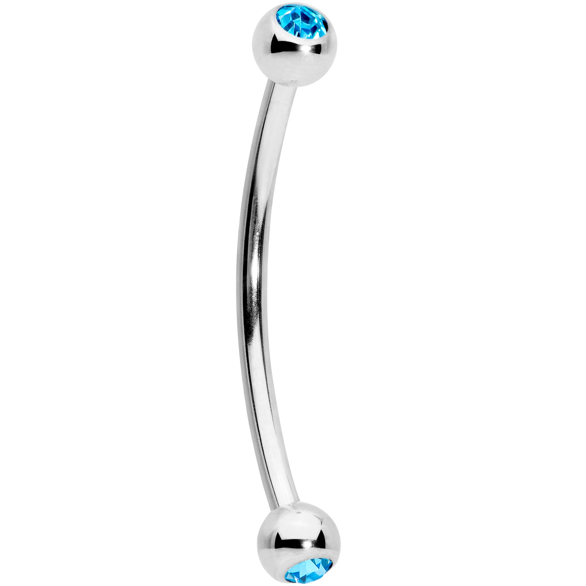 16G 5/8 Aqua Gem Ball End Curved Barbell