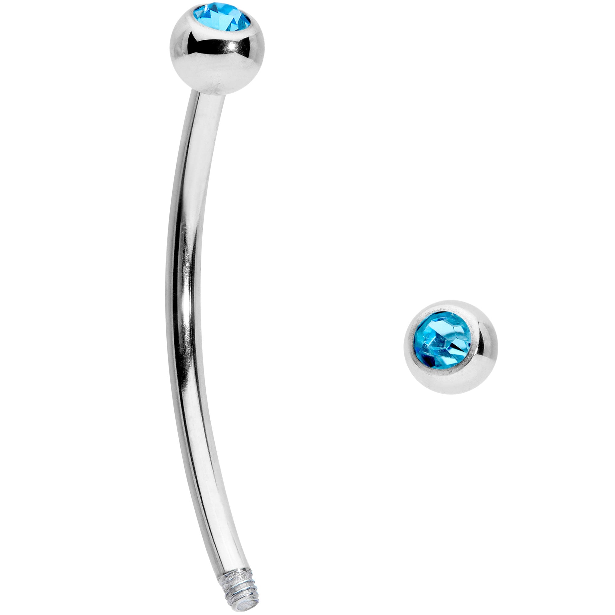 16G 5/8 Aqua Gem Ball End Curved Barbell