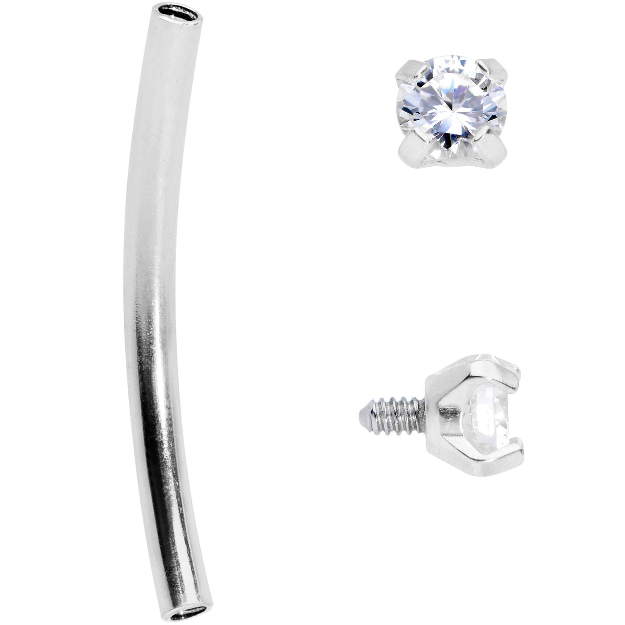 16G 9/16 Clear CZ Gem End Curved Barbell