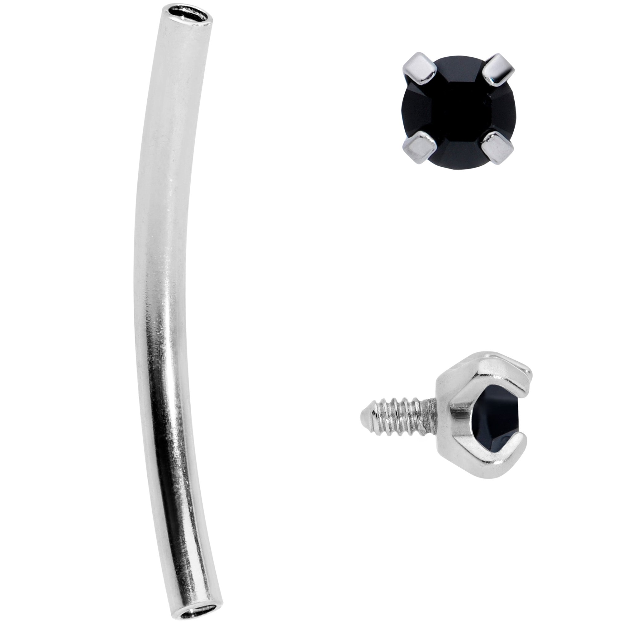 16G 9/16 Black CZ Gem End Curved Barbell