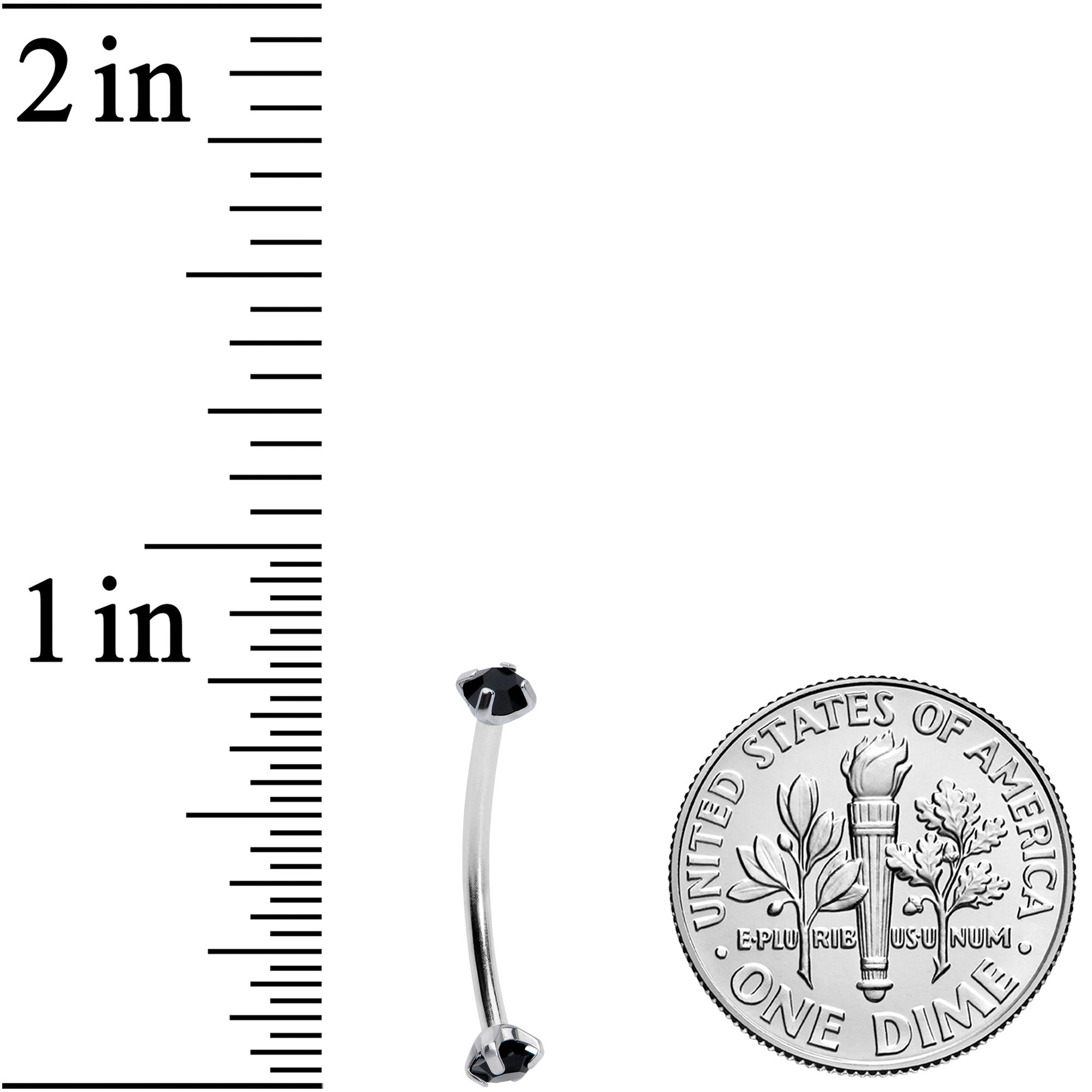 16G 9/16 Black CZ Gem End Curved Barbell