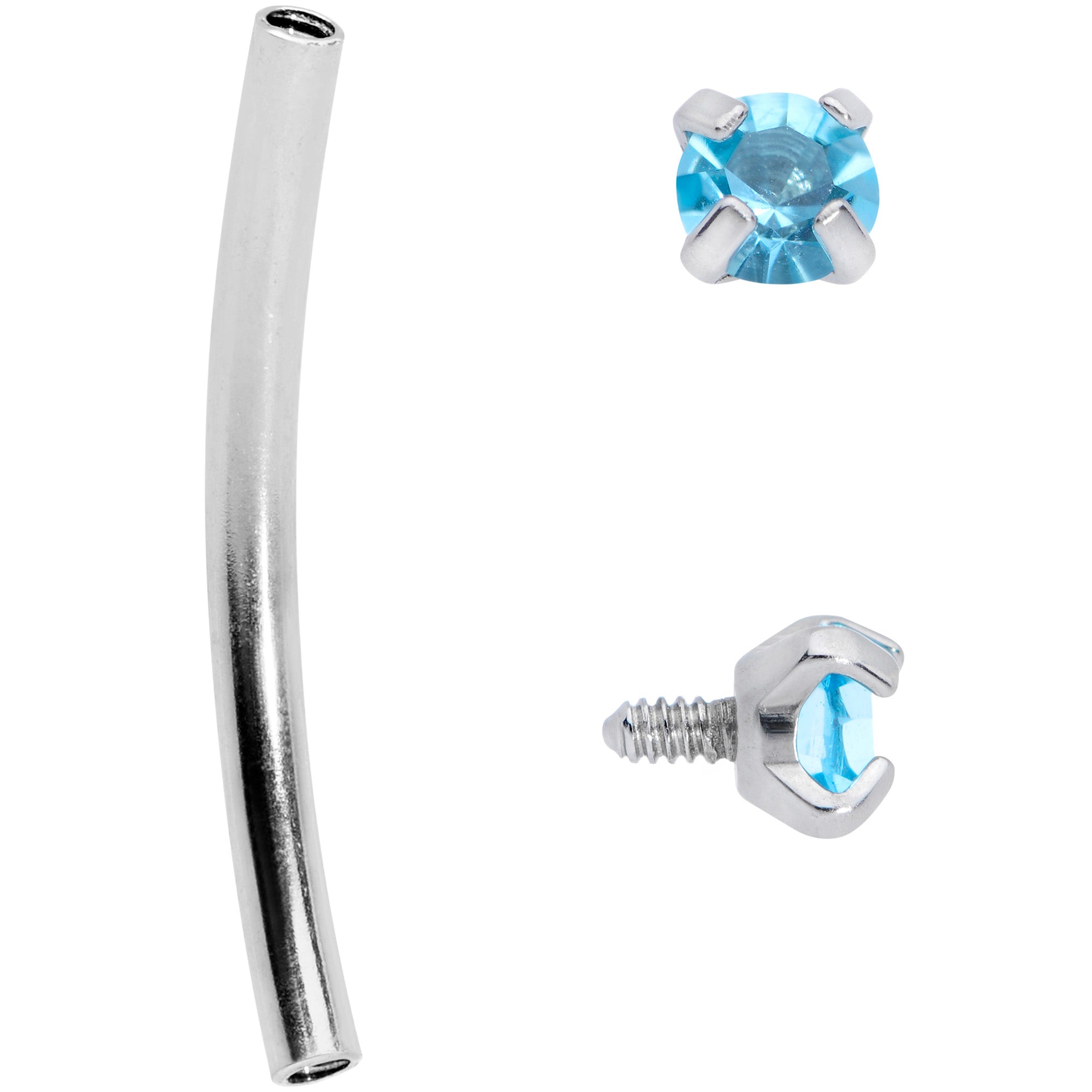 16G 9/16 Aqua CZ Gem End Curved Barbell