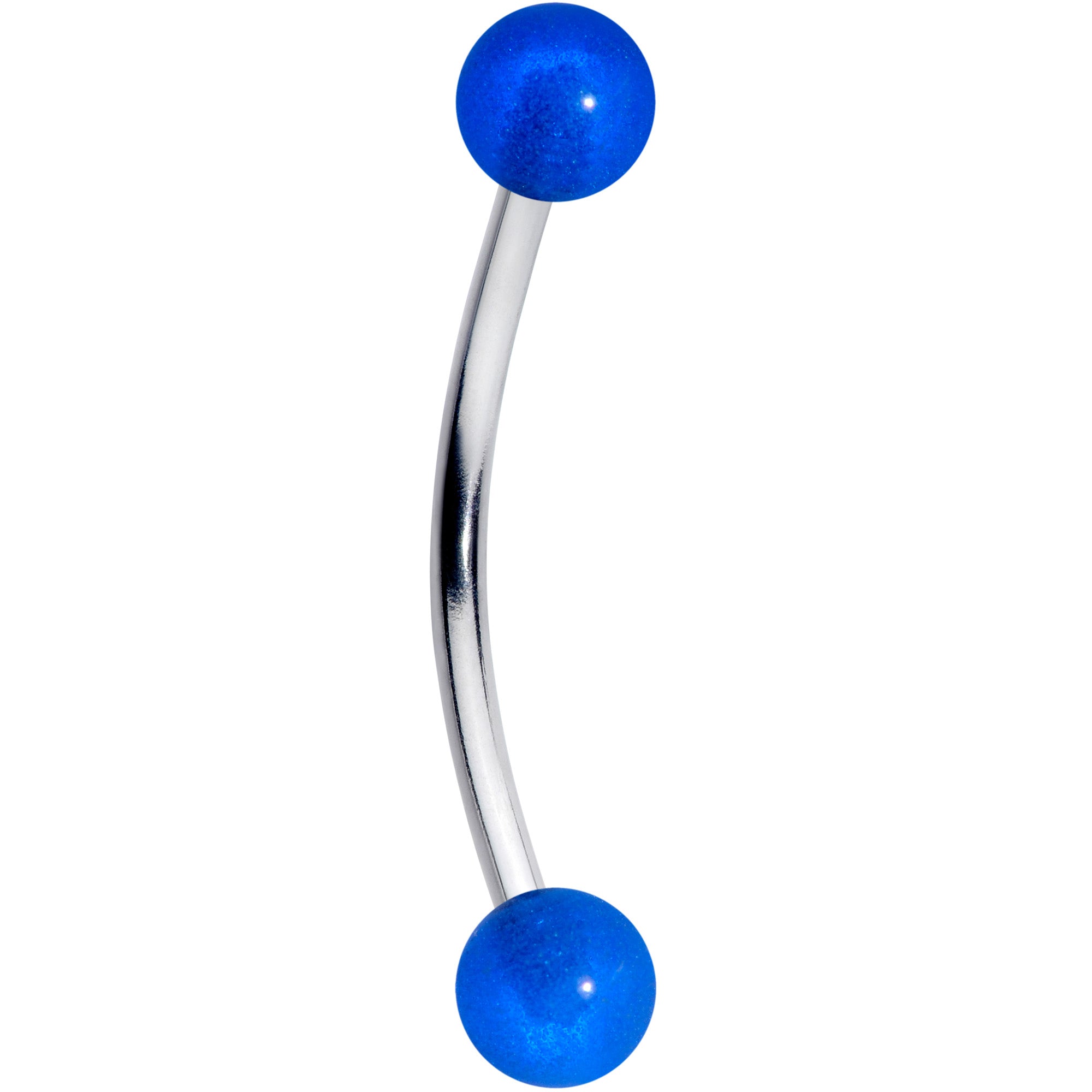 16G 9/16 Blue Glow in the Dark Ball End Curved Barbell