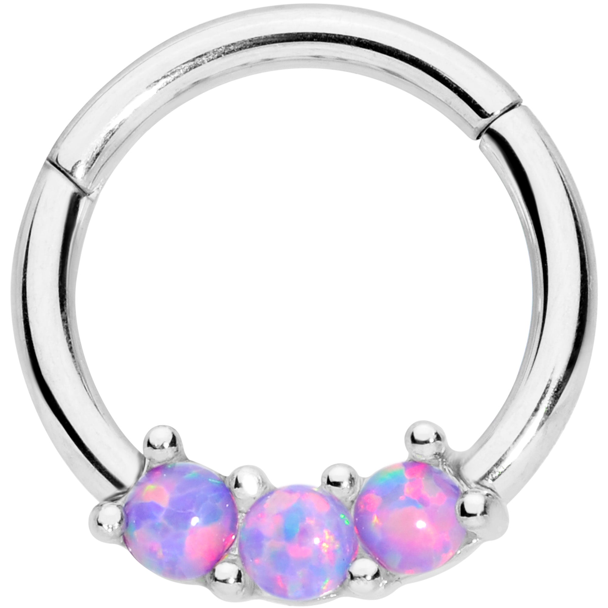 16G 5/16 Purple Synthetic Opal Trio Hinged Segment Ring