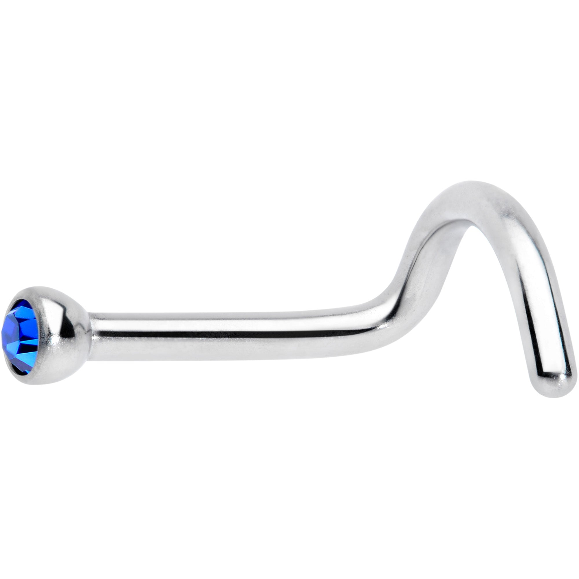 18G Blue 2mm Grade 23 Titanium Press Fit Left Nose Ring Screw