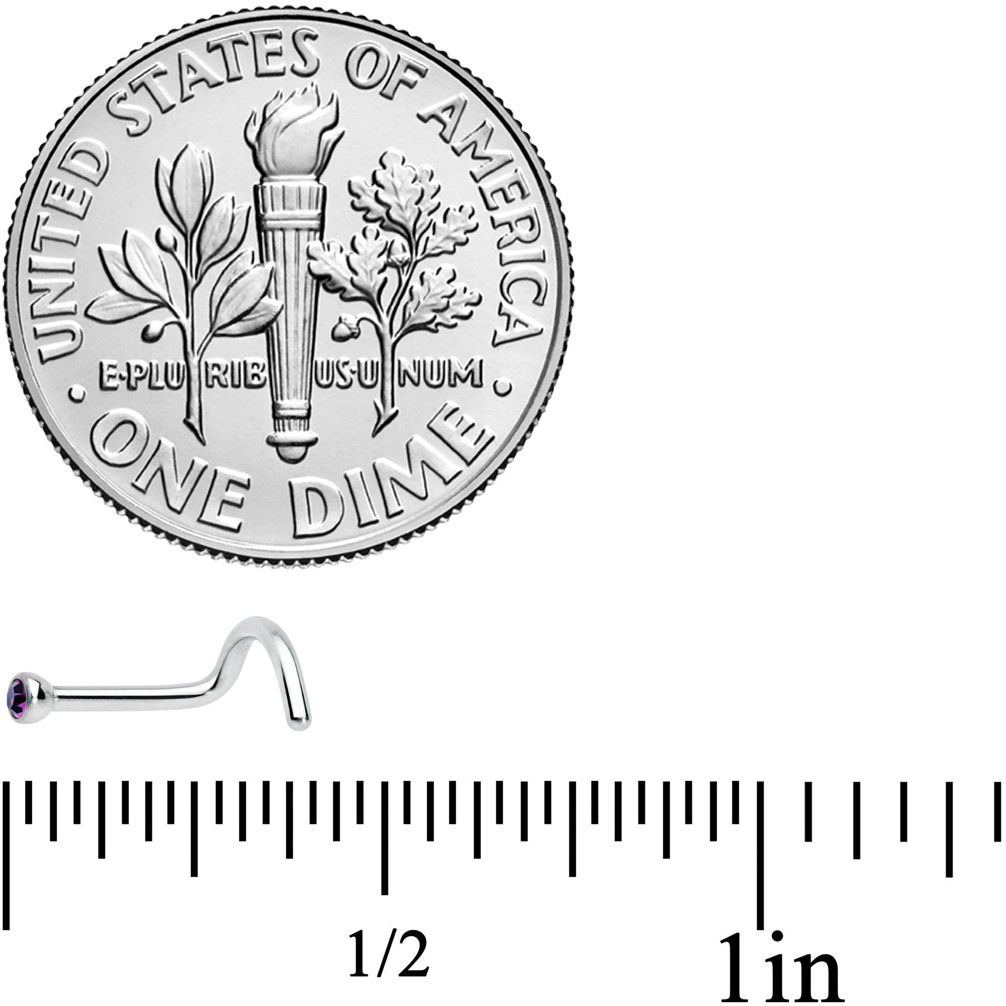 18G Hot Pink 2mm Grade 23 Titanium Press Fit Left Nose Ring Screw