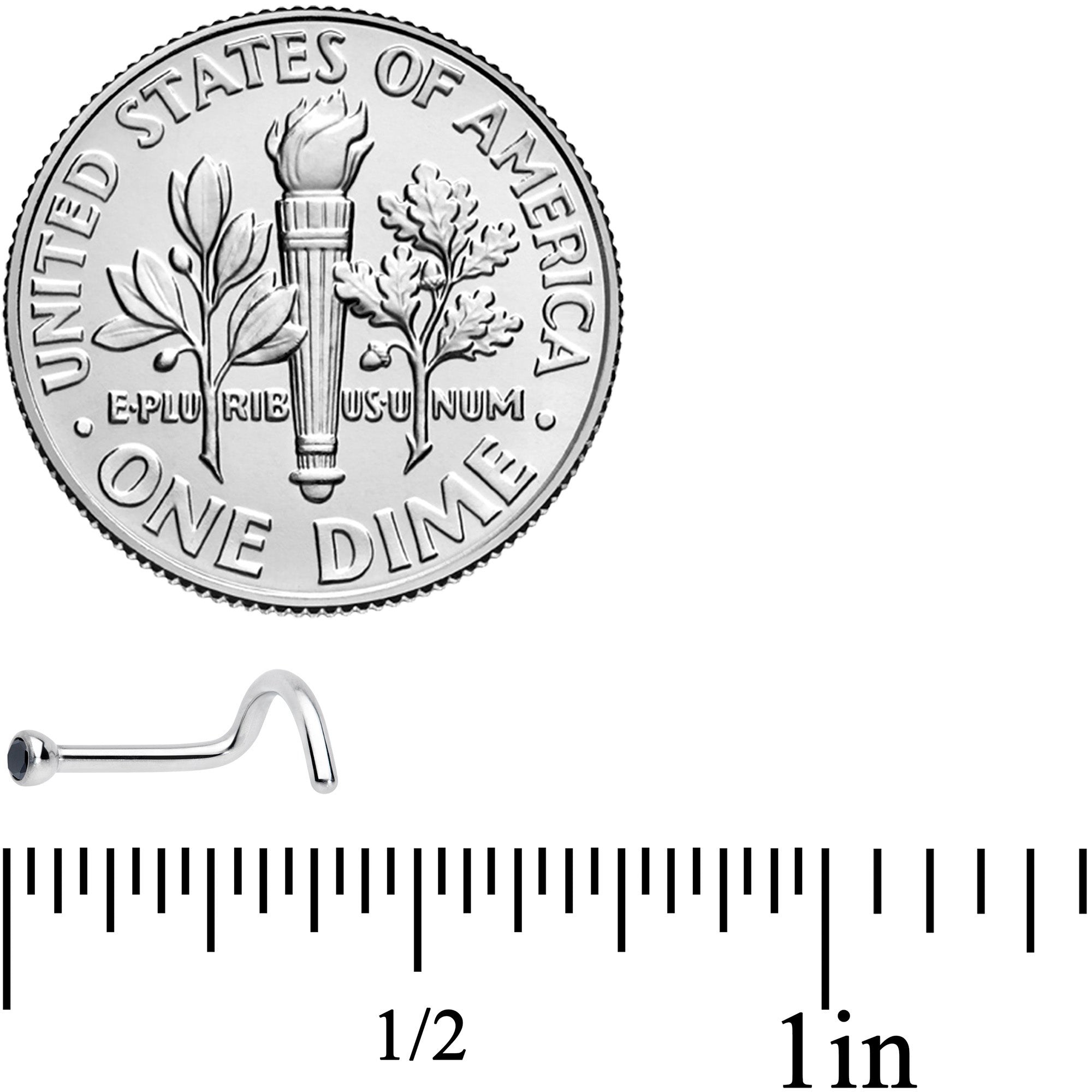 18G Black 2mm Grade 23 Titanium Press Fit Left Nose Ring Screw