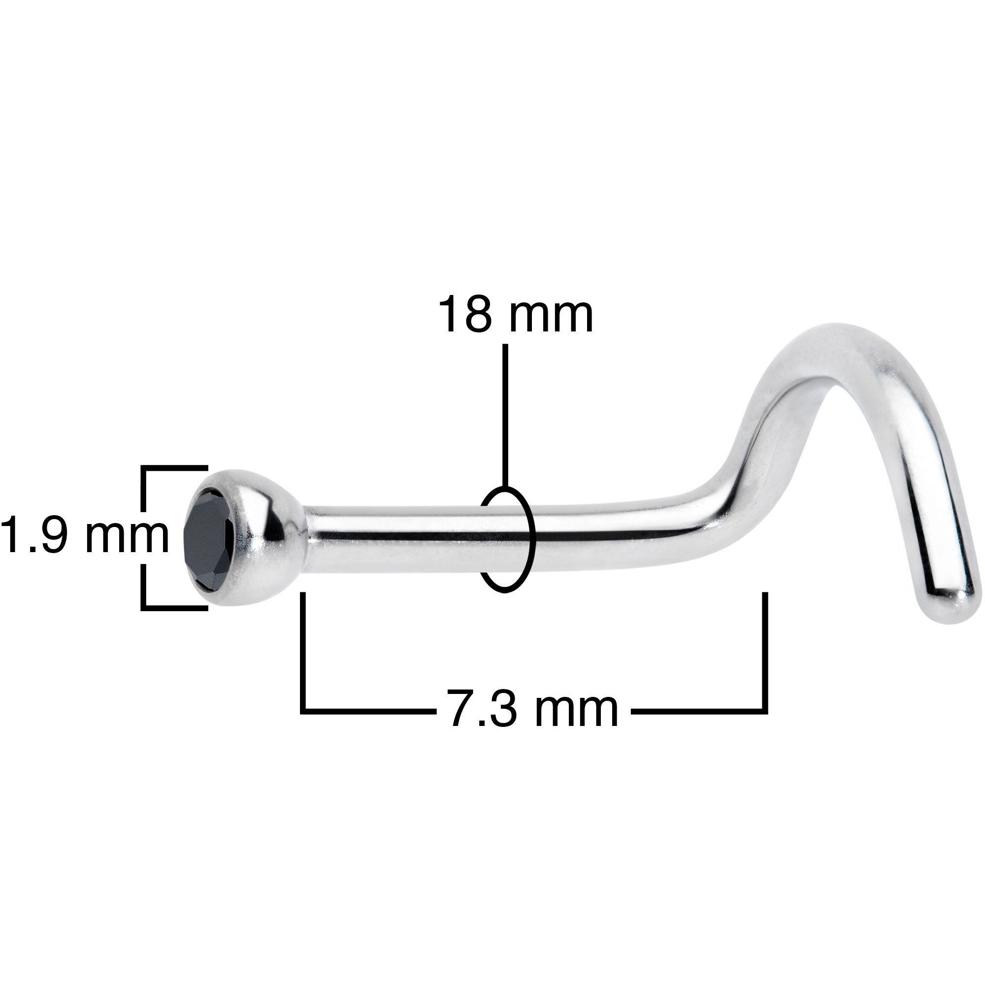 18G Black 2mm Grade 23 Titanium Press Fit Left Nose Ring Screw