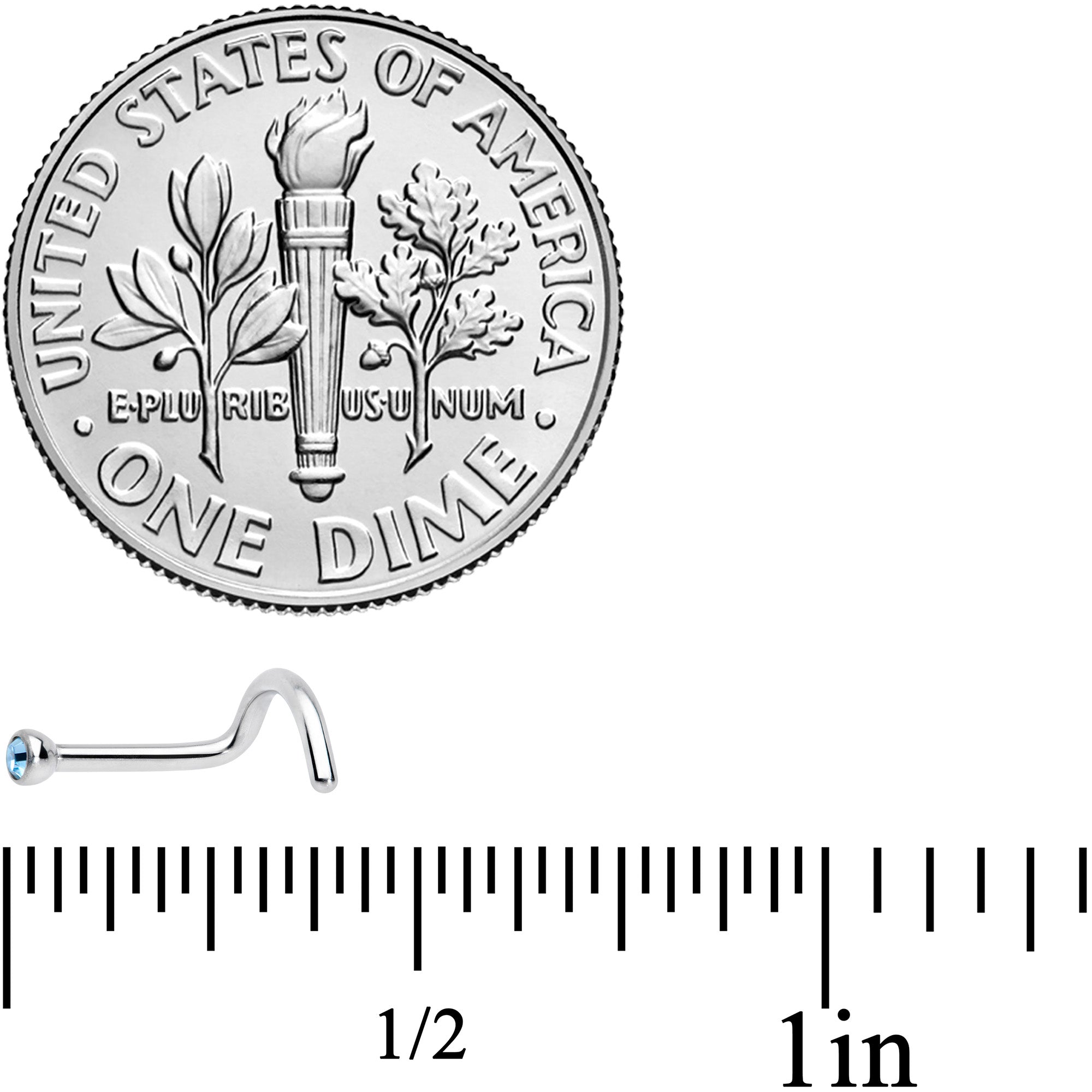 18G Aqua 2mm Grade 23 Titanium Press Fit Left Nose Ring Screw