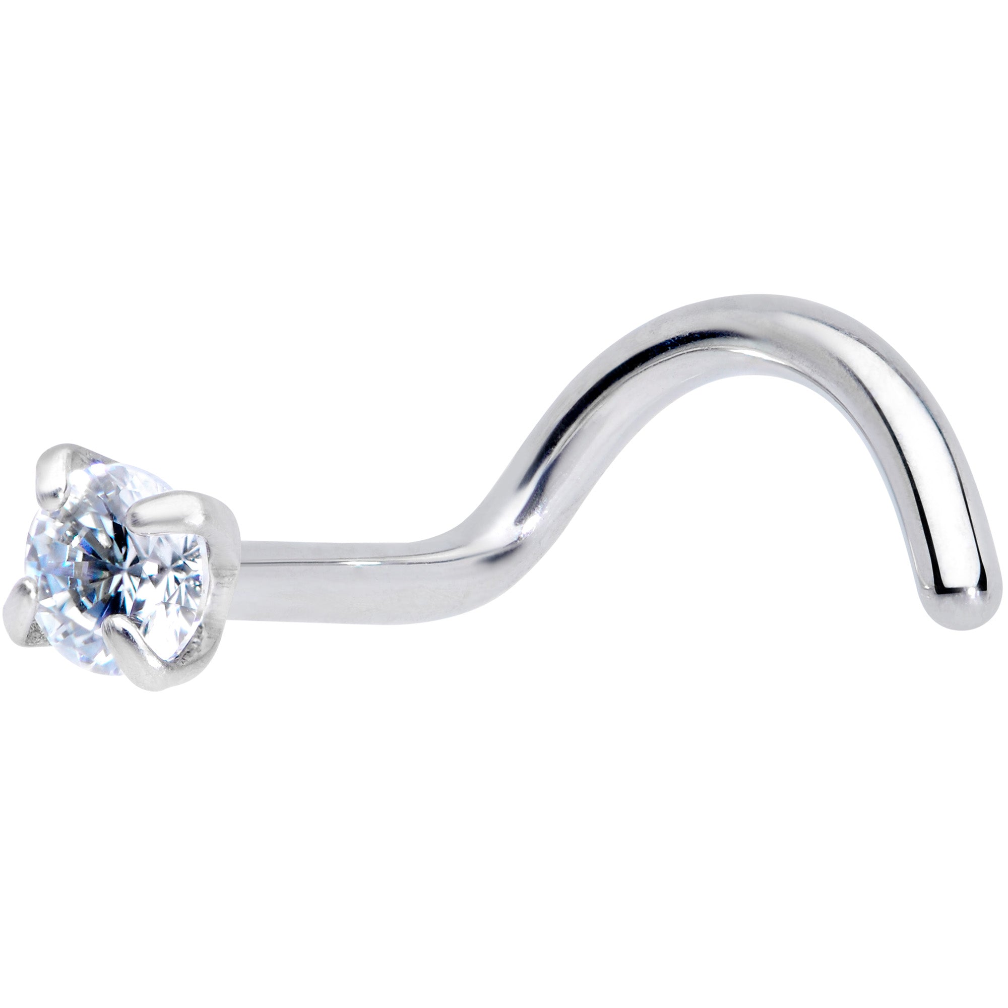 18G 7mm Clear 2.5mm CZ Gem Grade 23 Titanium Left Side Nose Screw