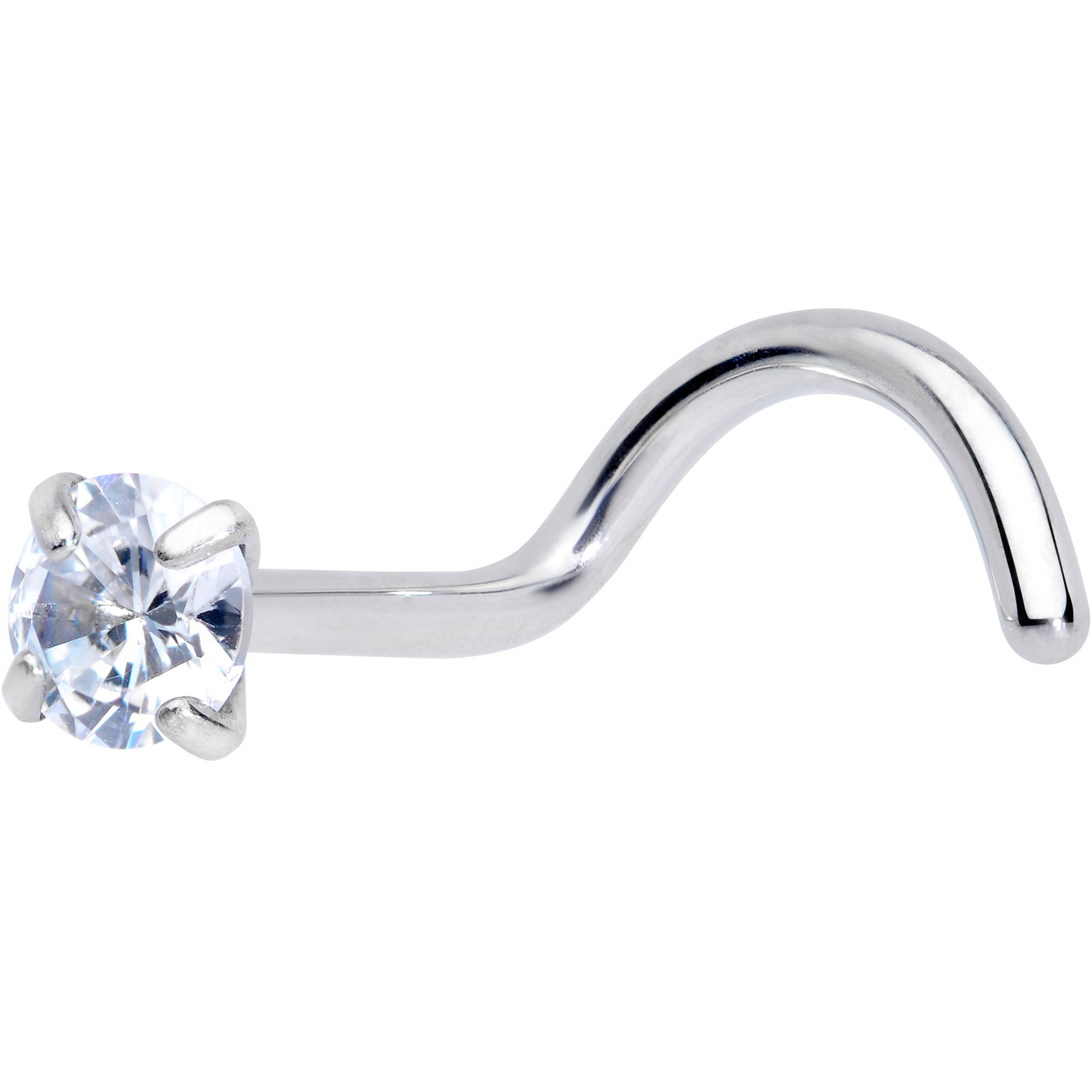 18G 5/16 Clear 3mm CZ Gem Grade 23 Titanium Left Side Nose Screw