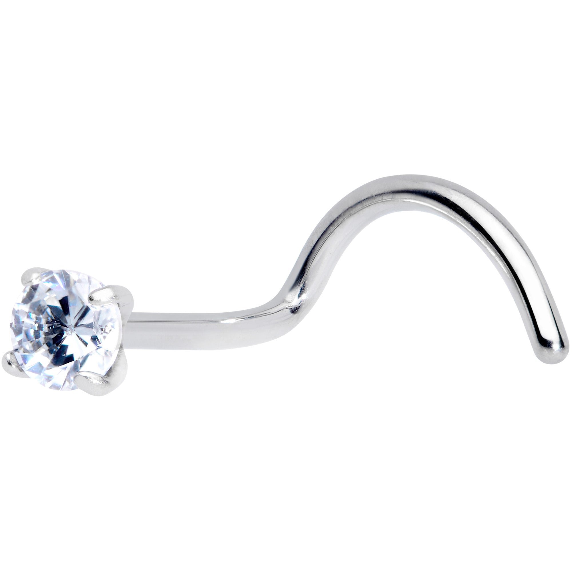 20G 7mm Clear 2.5mm CZ Gem Grade 23 Titanium Left Side Nose Screw