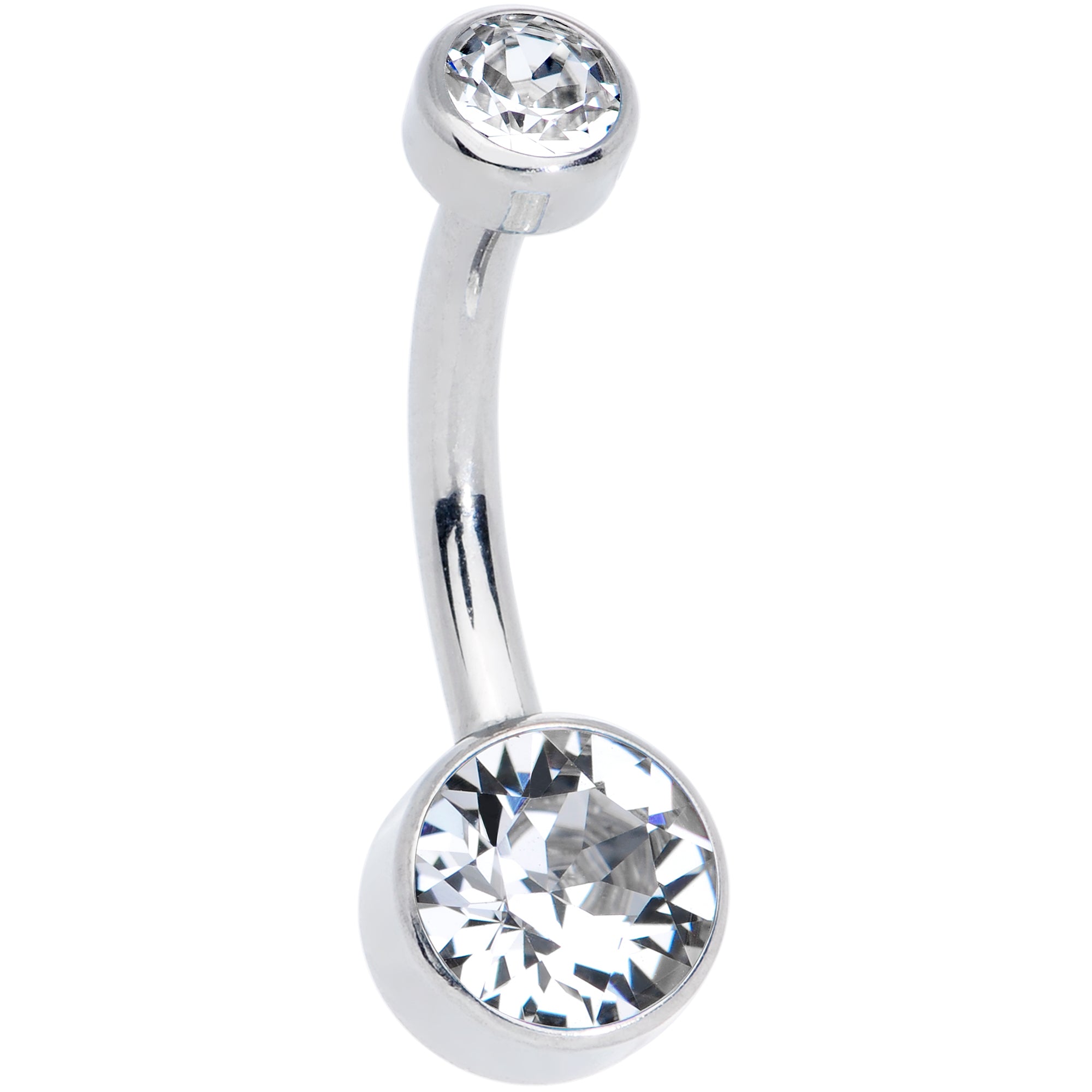 Clear 6mm Titanium Internal Thread Belly Ring Created with Crystals