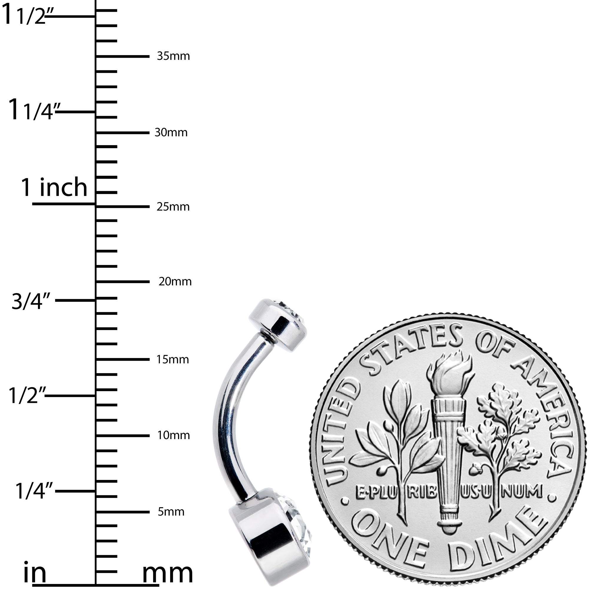 Clear 6mm Titanium Internal Thread Belly Ring Created with Crystals