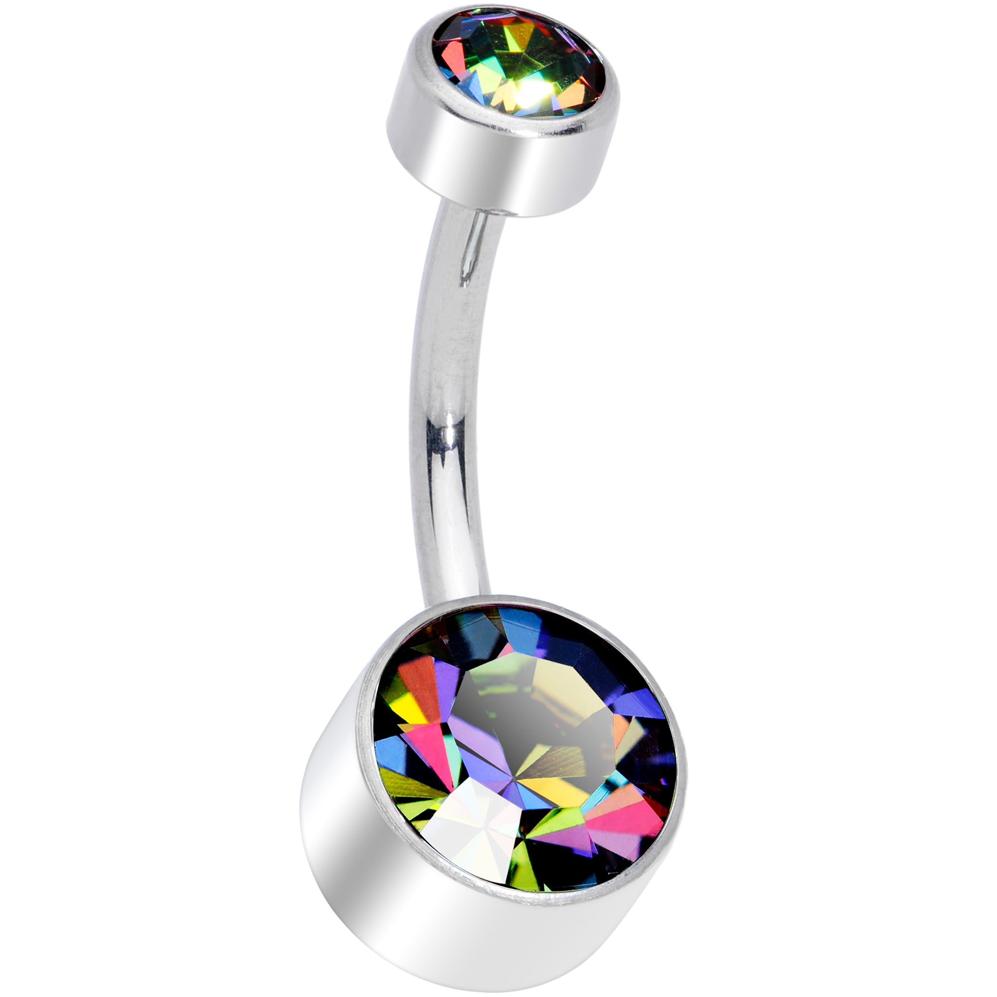 Vitrail 8mm Titanium Internal Thread Belly Ring Created with Crystals