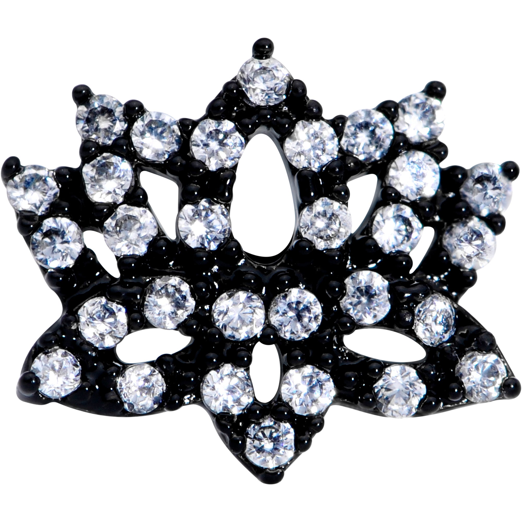 16G 1/4 Clear CZ Gem Black Lotus Flower Cartilage Tragus