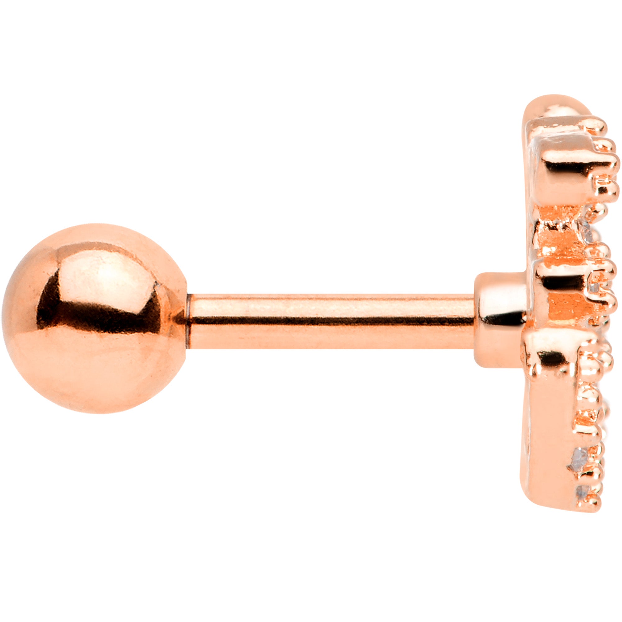 16G 1/4 Clear CZ Gem Rose Gold Tone Amazing Om Cartilage Tragus