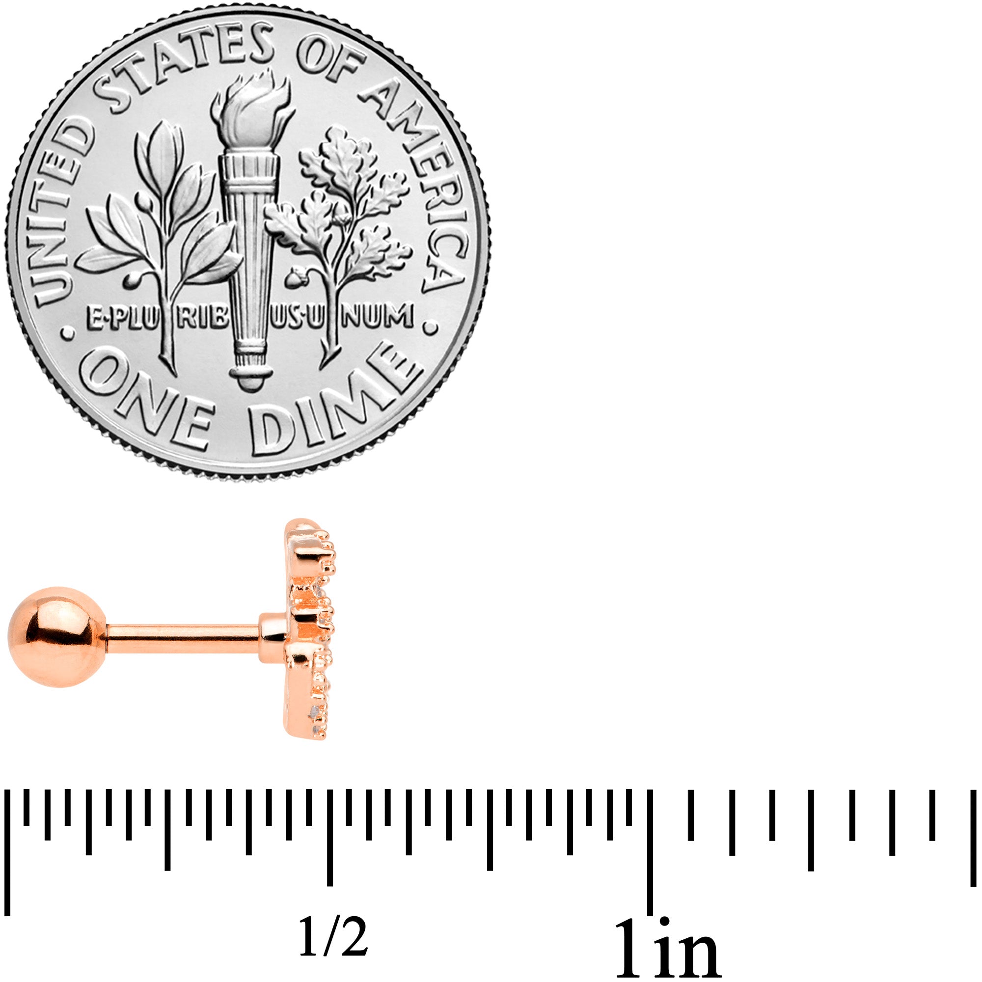 16G 1/4 Clear CZ Gem Rose Gold Tone Amazing Om Cartilage Tragus