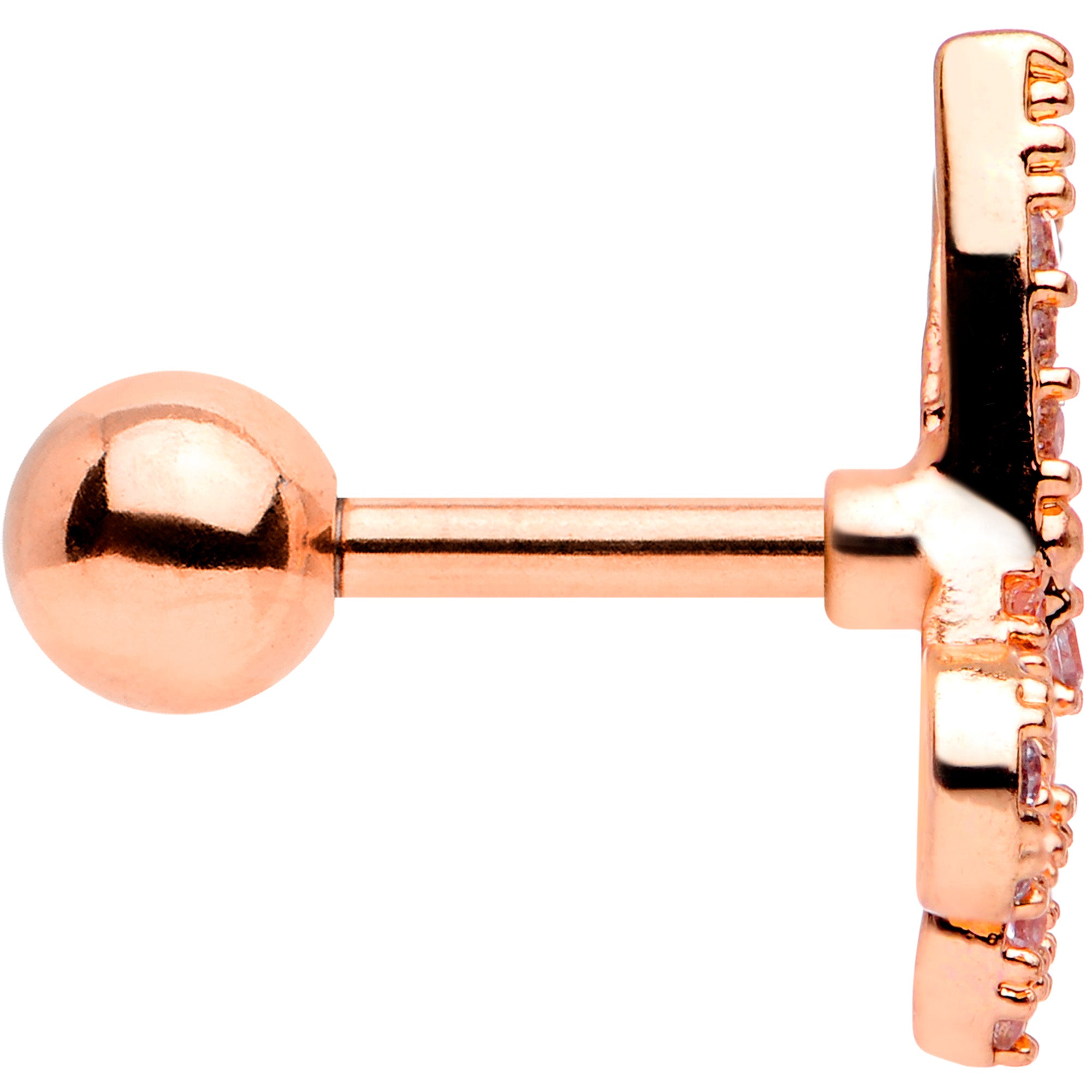 16G 1/4 Clear CZ Gem Rose Gold Tone Scissors Cartilage Tragus