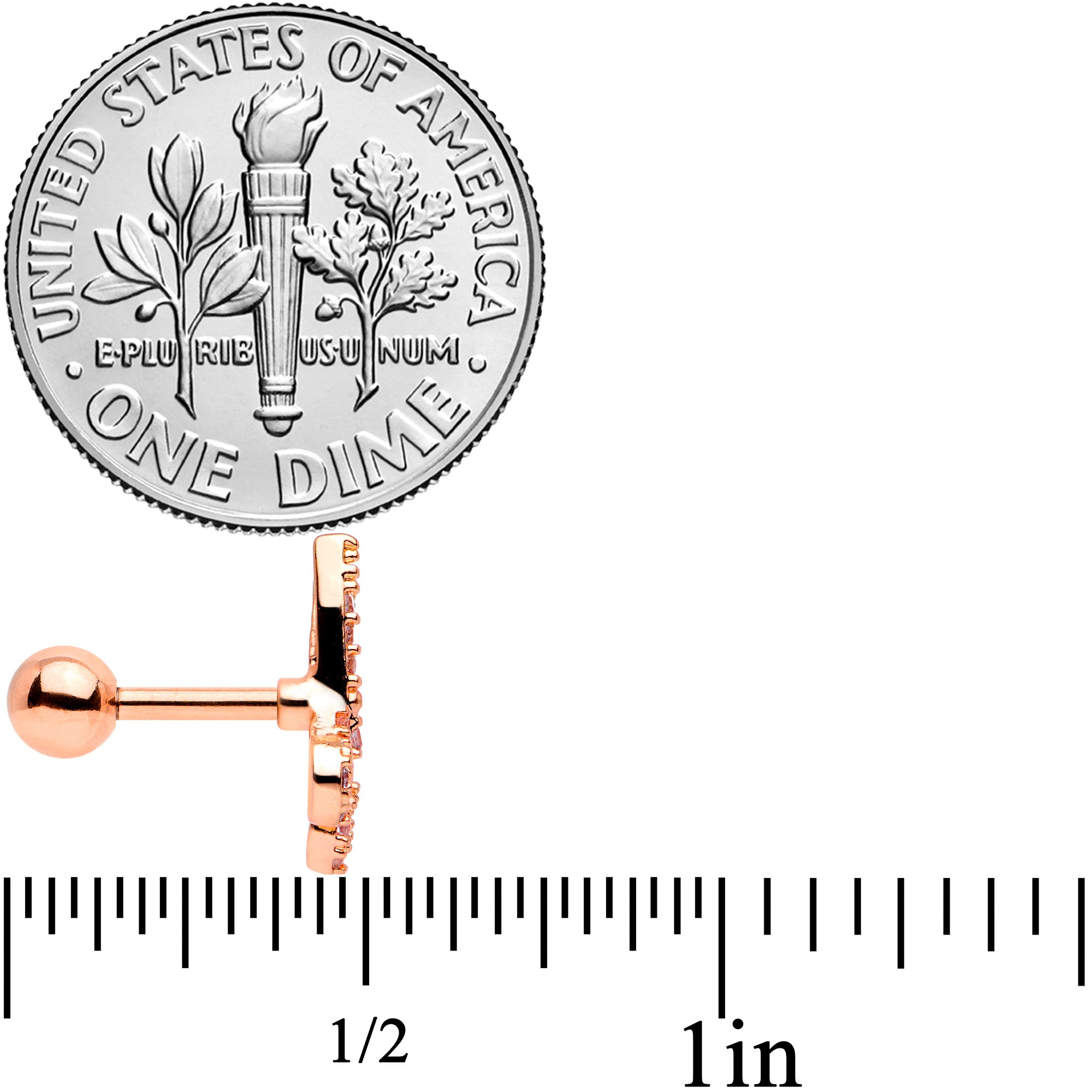 16G 1/4 Clear CZ Gem Rose Gold Tone Scissors Cartilage Tragus