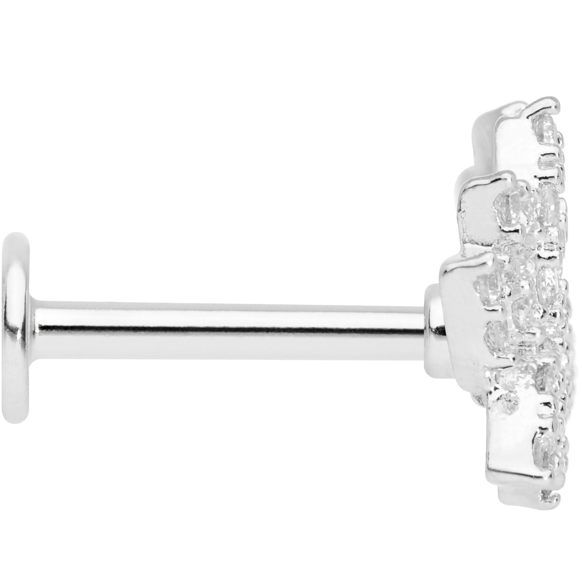 16G 5/16 Clear CZ Gem Lotus Flower Labret Monroe Tragus