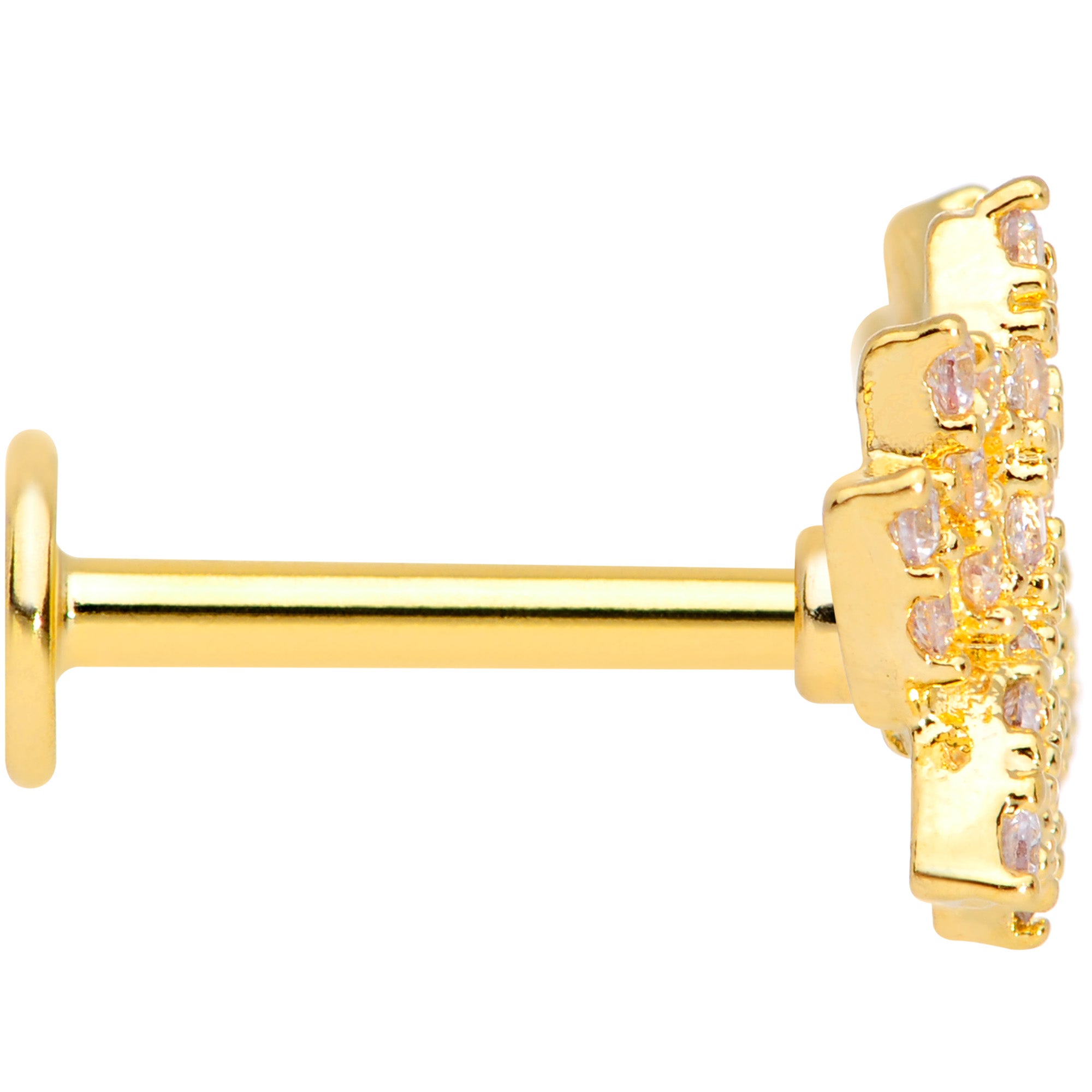 16G 5/16 Clear CZ Gem Gold Tone Lotus Flower Labret Monroe Tragus