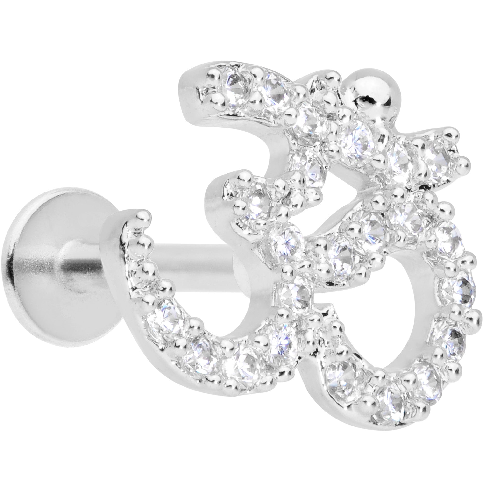 16G 5/16 Clear CZ Gem Amazing Om Labret Monroe Tragus