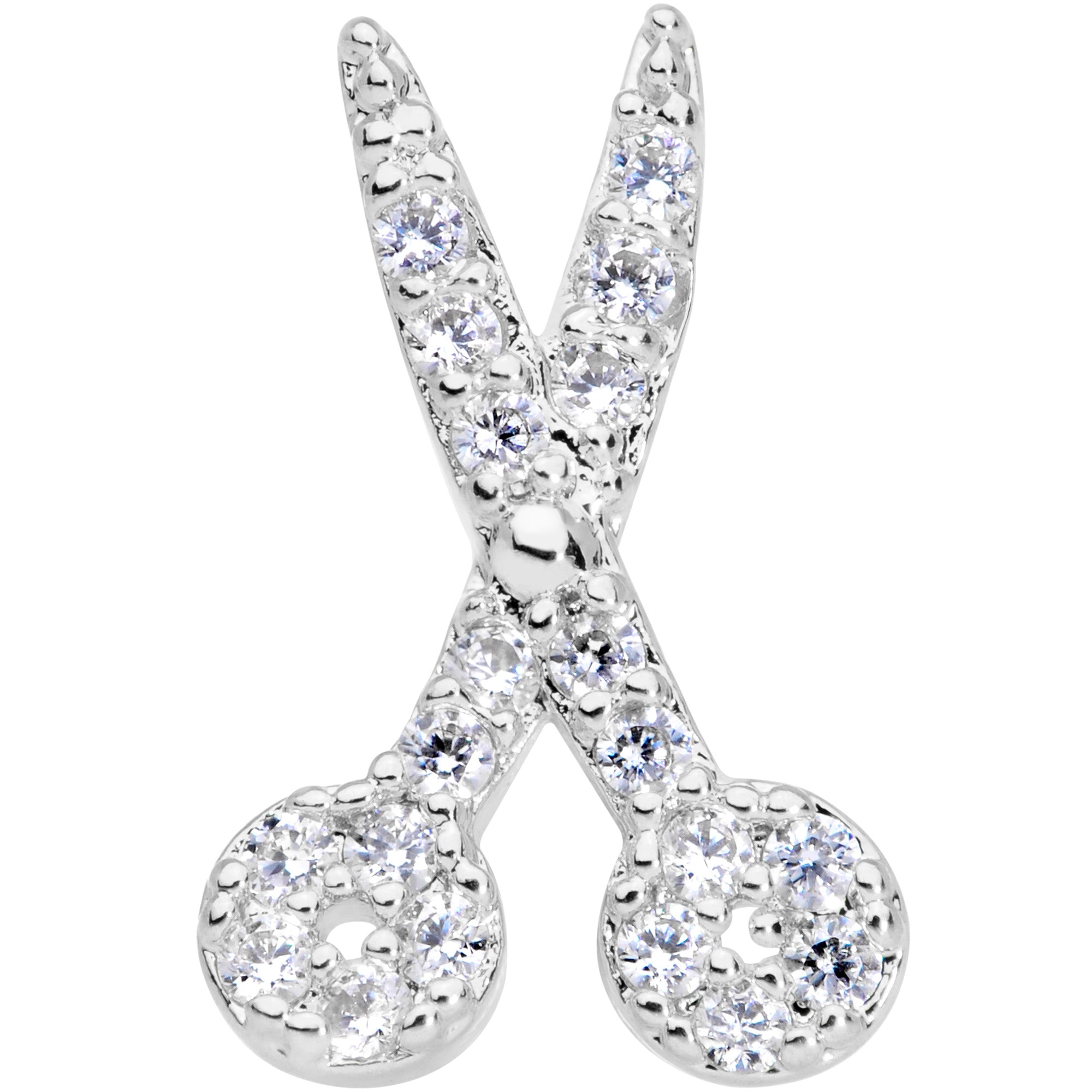 20G 1/4 Clear CZ Gem Shear Scissors Nose Bone