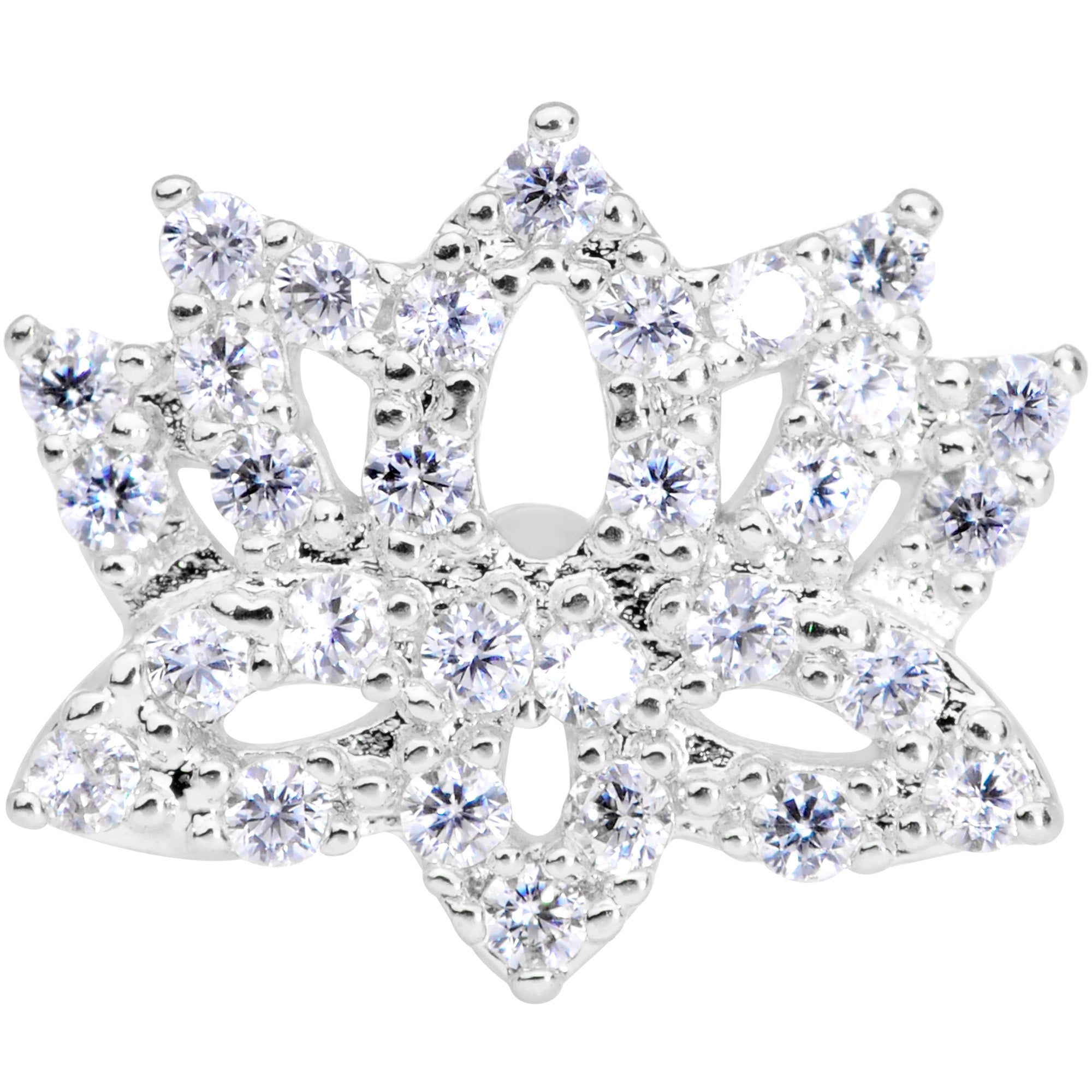 20G 1/4 Clear CZ Gem Lotus Flower Nose Bone