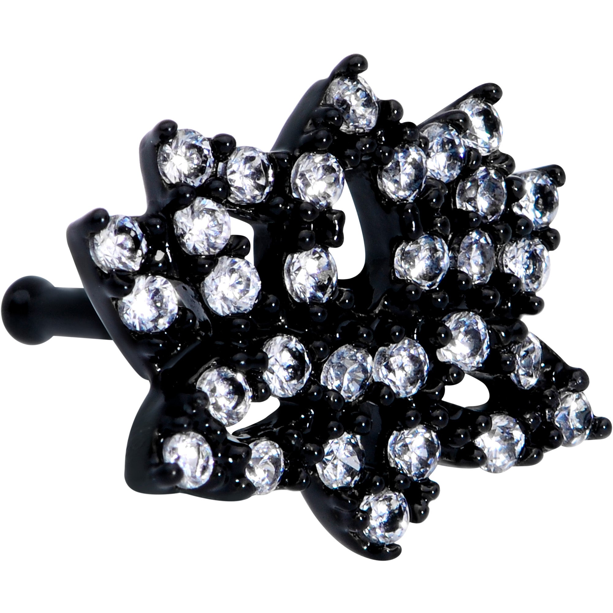 20G 1/4 Clear CZ Gem Black Lotus Flower Nose Bone