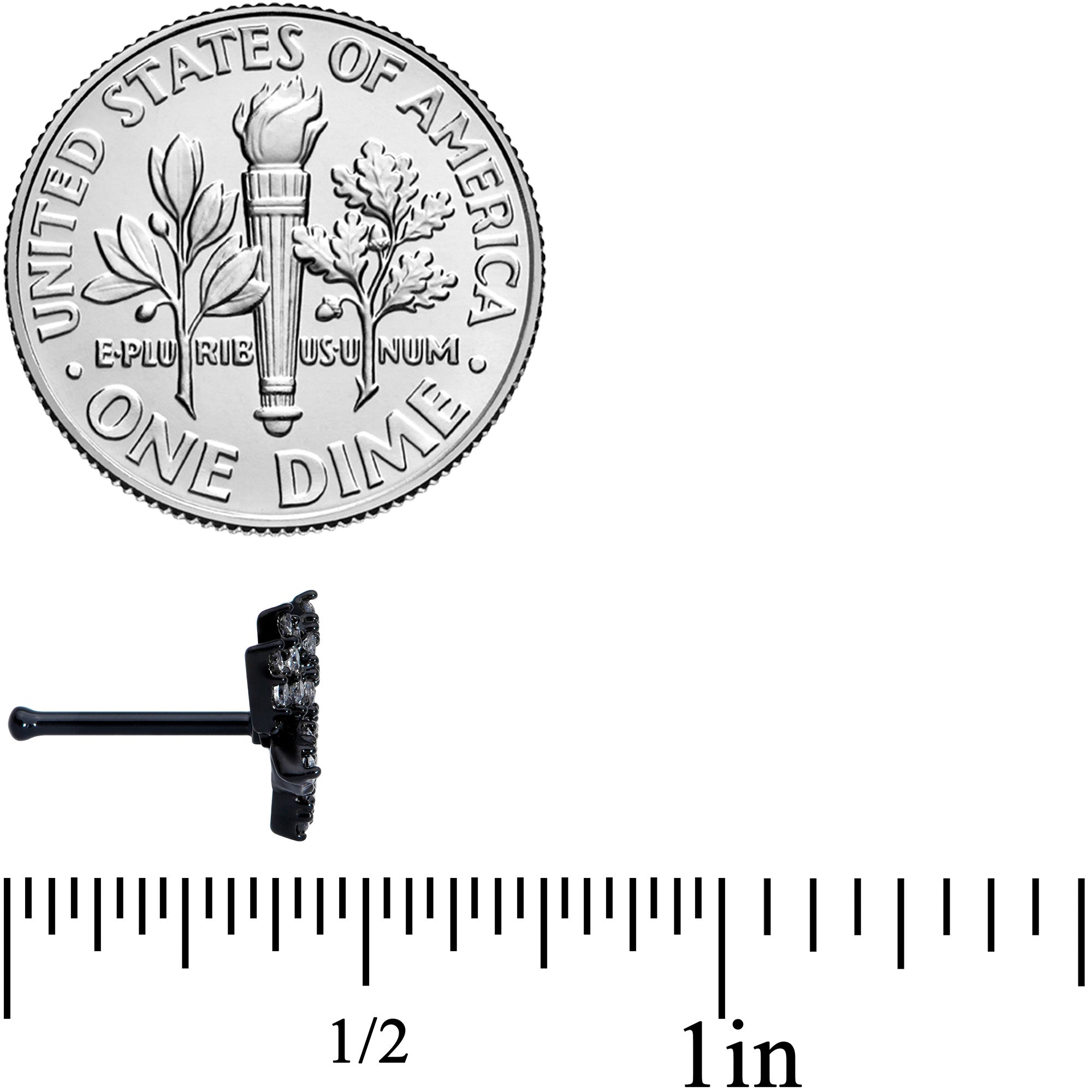 20G 1/4 Clear CZ Gem Black Lotus Flower Nose Bone