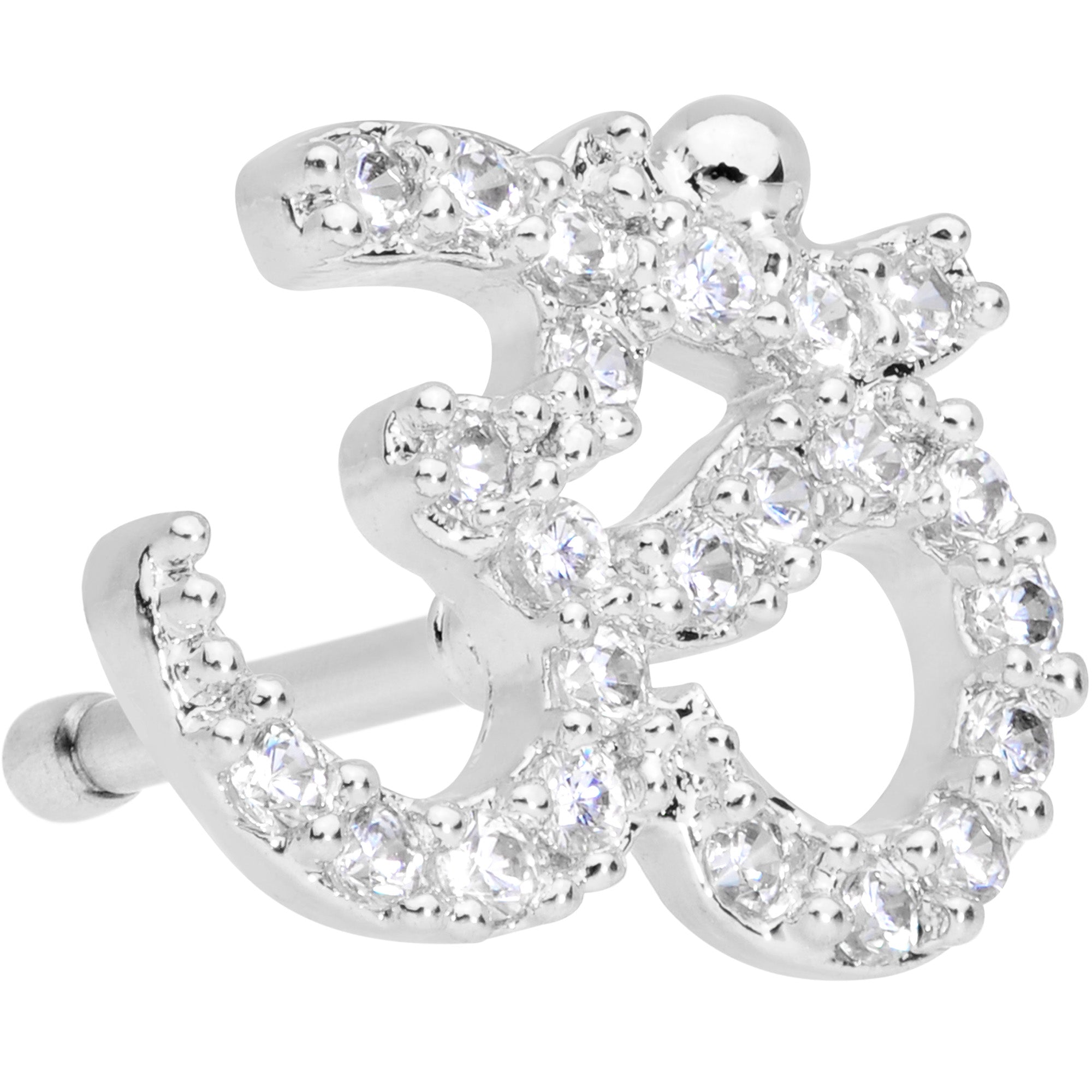 20G 1/4 Clear CZ Gem Amazing Om Nose Bone