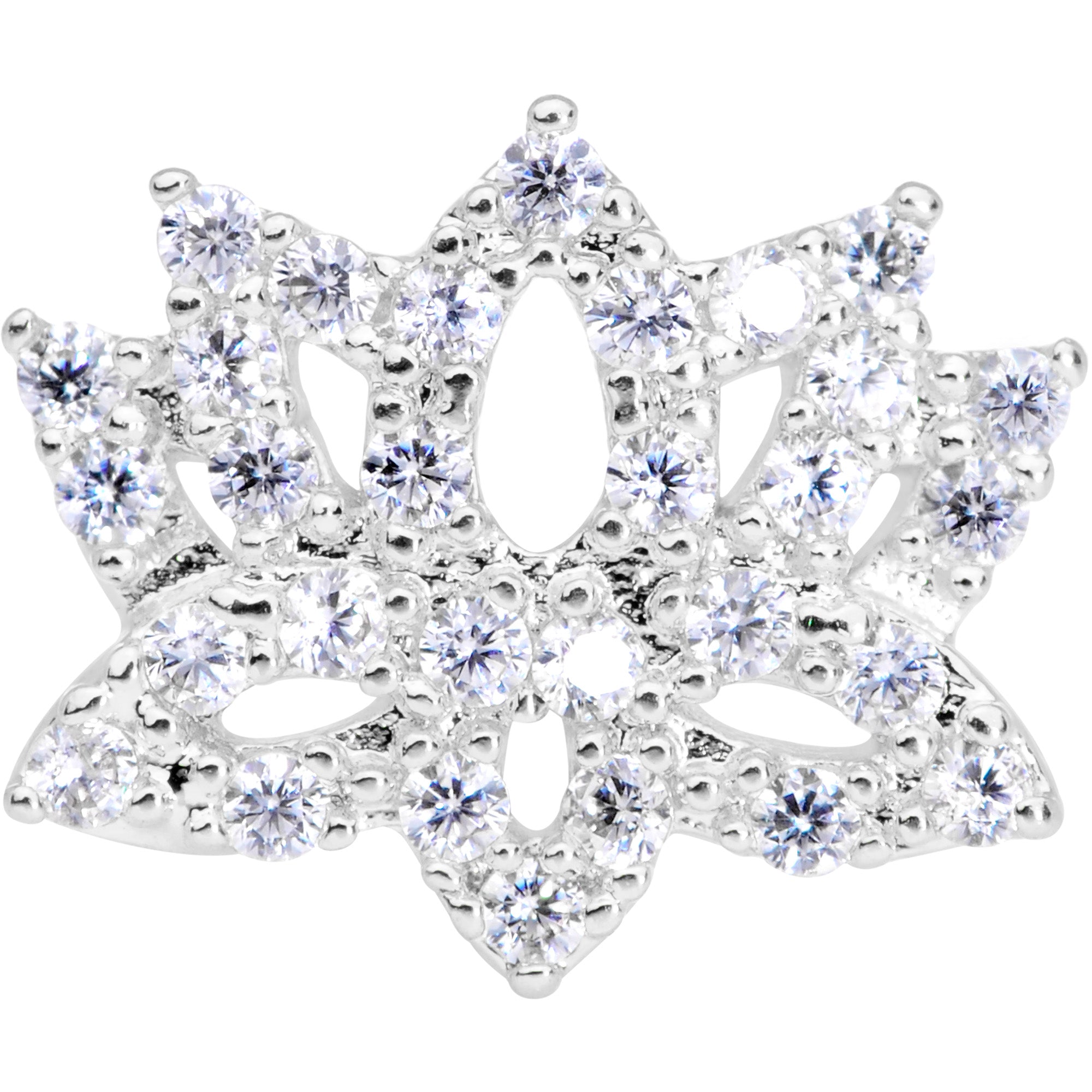 18G 3/8 Clear CZ Gem Lotus Flower Nose Hoop