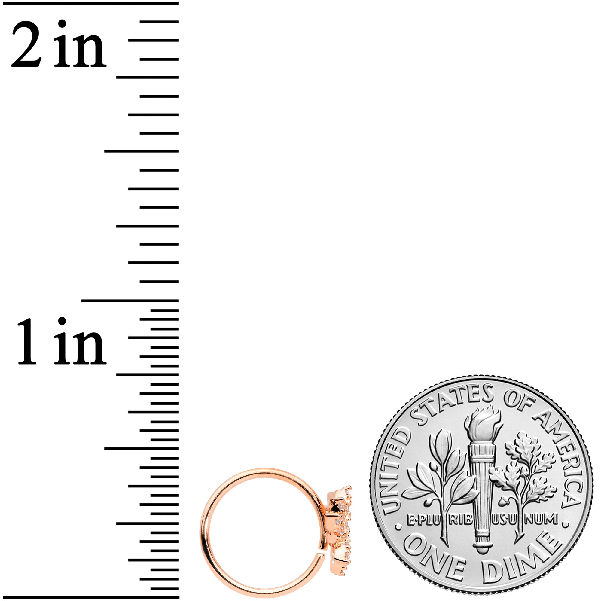 18G 3/8 Clear CZ Gem Rose Gold Tone Lotus Flower Nose Hoop