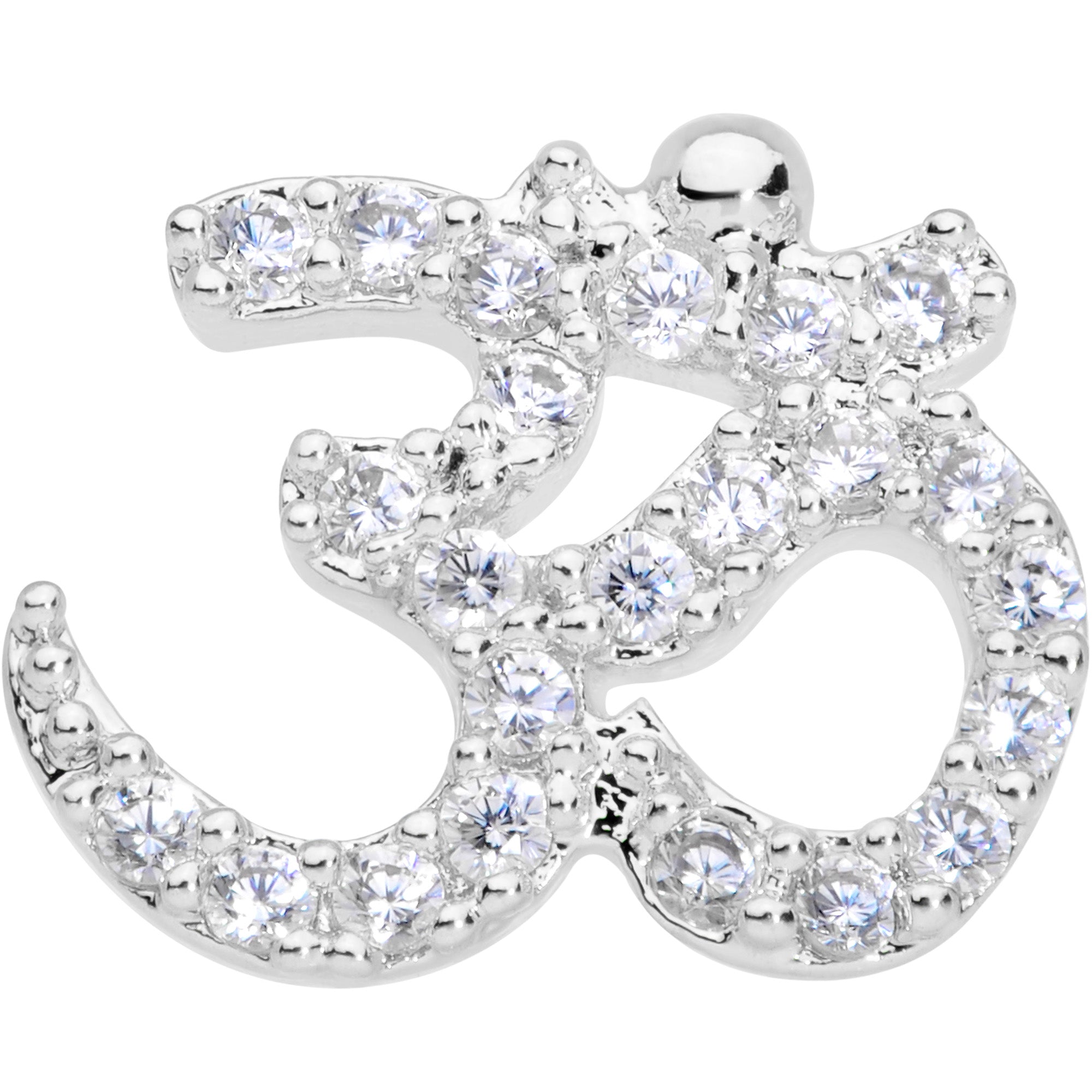 18G 3/8 Clear CZ Gem Black Lotus Flower Nose Hoop